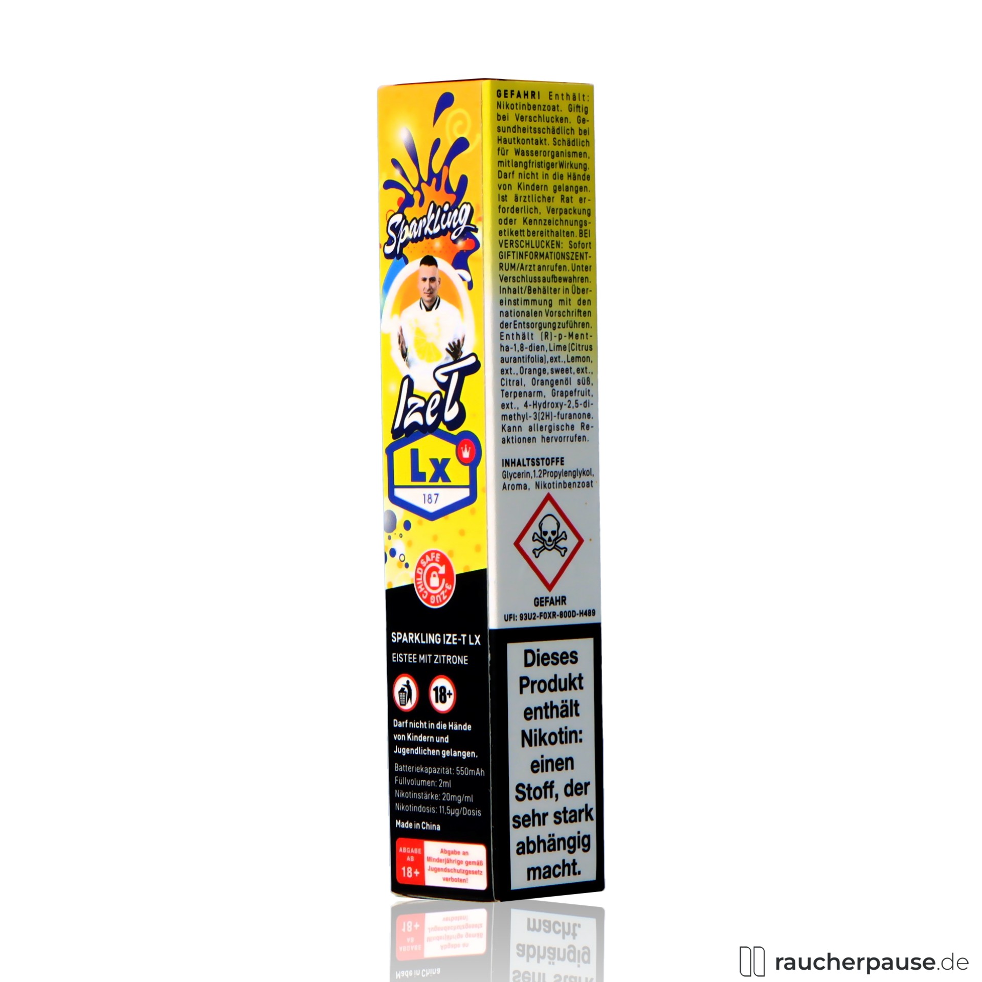 strassenbande einweg e zigarette sparkling izet ml nikotin zitrone eistee , packshot vorderseite