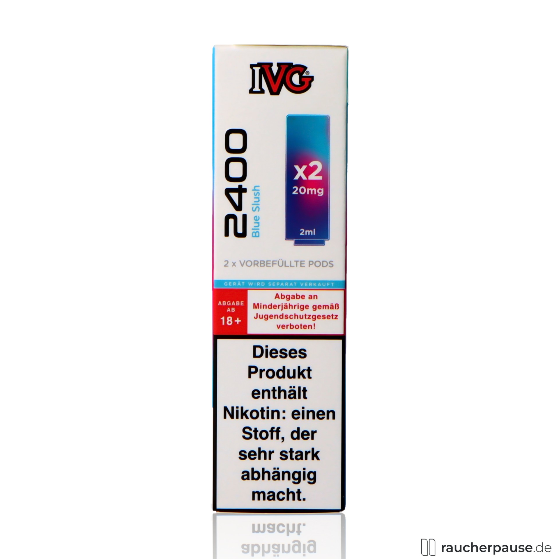 IVG 2400 Prefilled Pods Blue Slush | 20 mg/ml Nikotin | 2x2ml | Blaubeere, Himbeere & Ice ivg, ivg prefilled pods blue slush ml nikotin blaubeere himbeere ice , packshot vorderseite