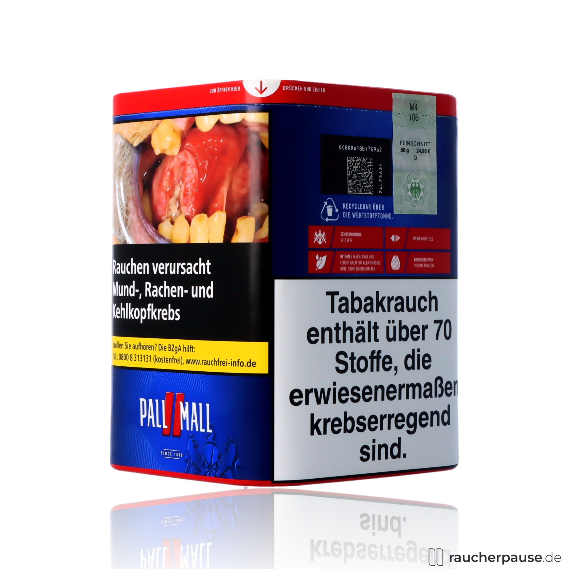 pall mall authentic red xxl volumentabak 80g dose ohne konservierungsstoffe , packshot vorderseite