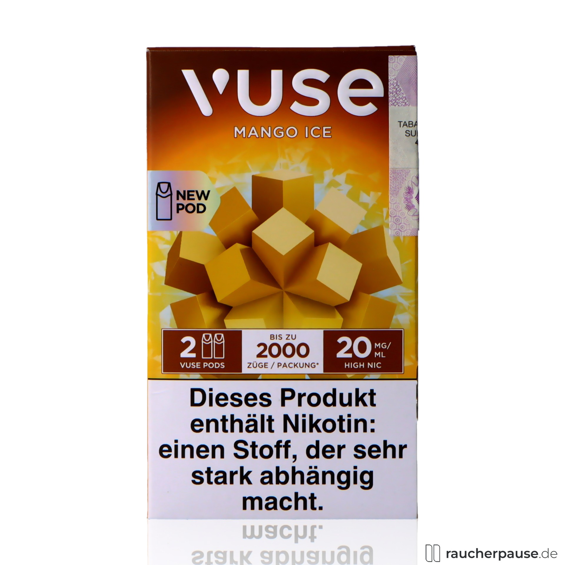 Vuse Pods Mango Ice | 20 mg/ml Nikotin | 2 Pods | Mango & Ice vuse, vuse pods mango ice ml nikotin pods mango ice , packshot vorderseite