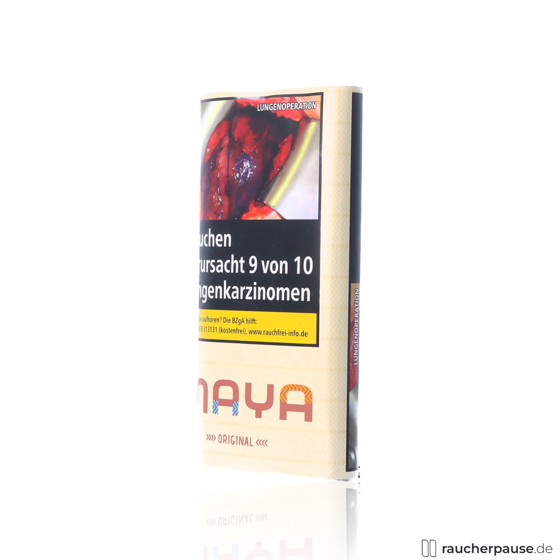 maya red feinschnitttabak 30g pouch wuerzig stark ohne zusatzstoffe , packshot hinterseite