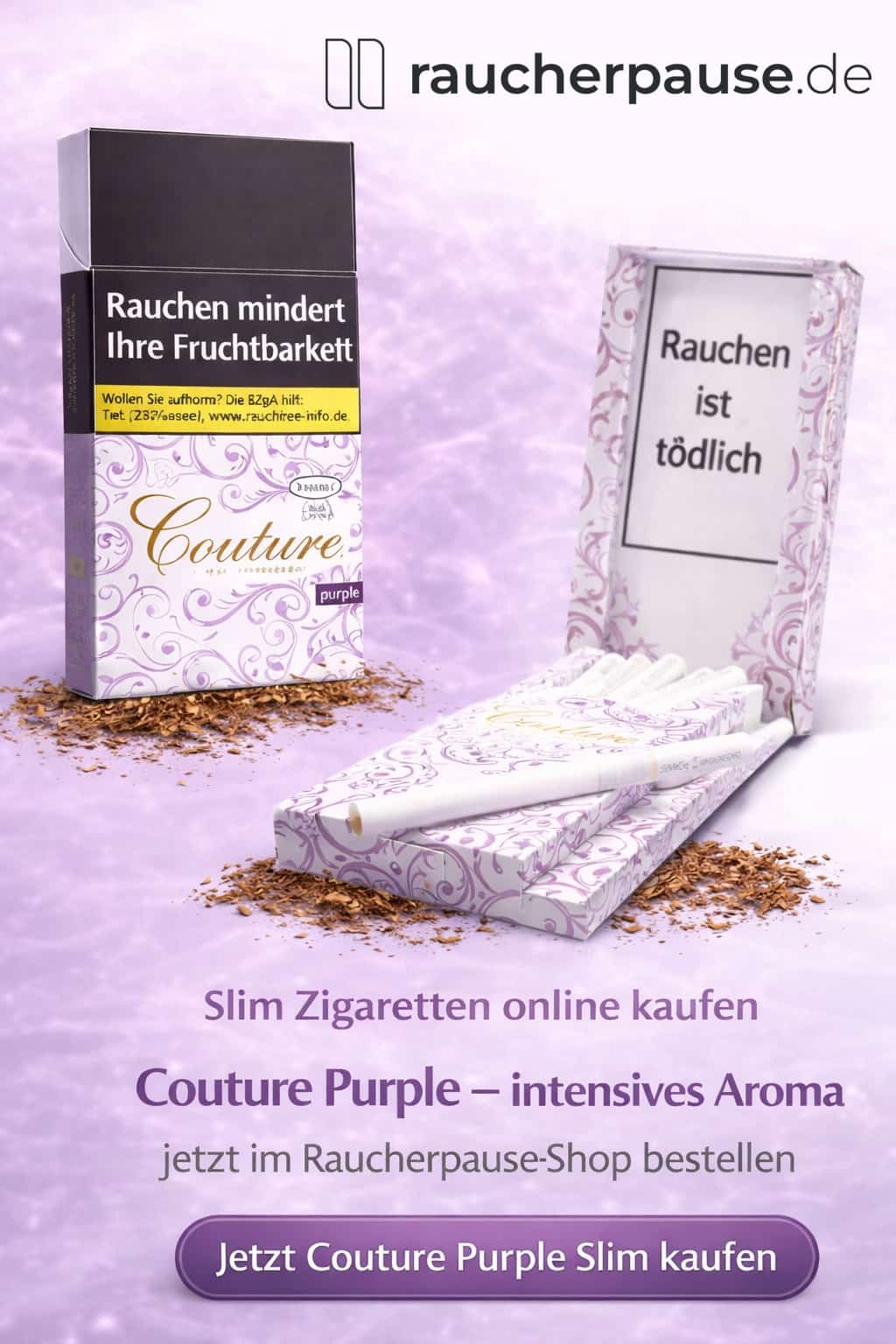 Couture-Purple-Slim-Zigaretten kaufen – intensives Aroma und elegante Superslim Zigaretten