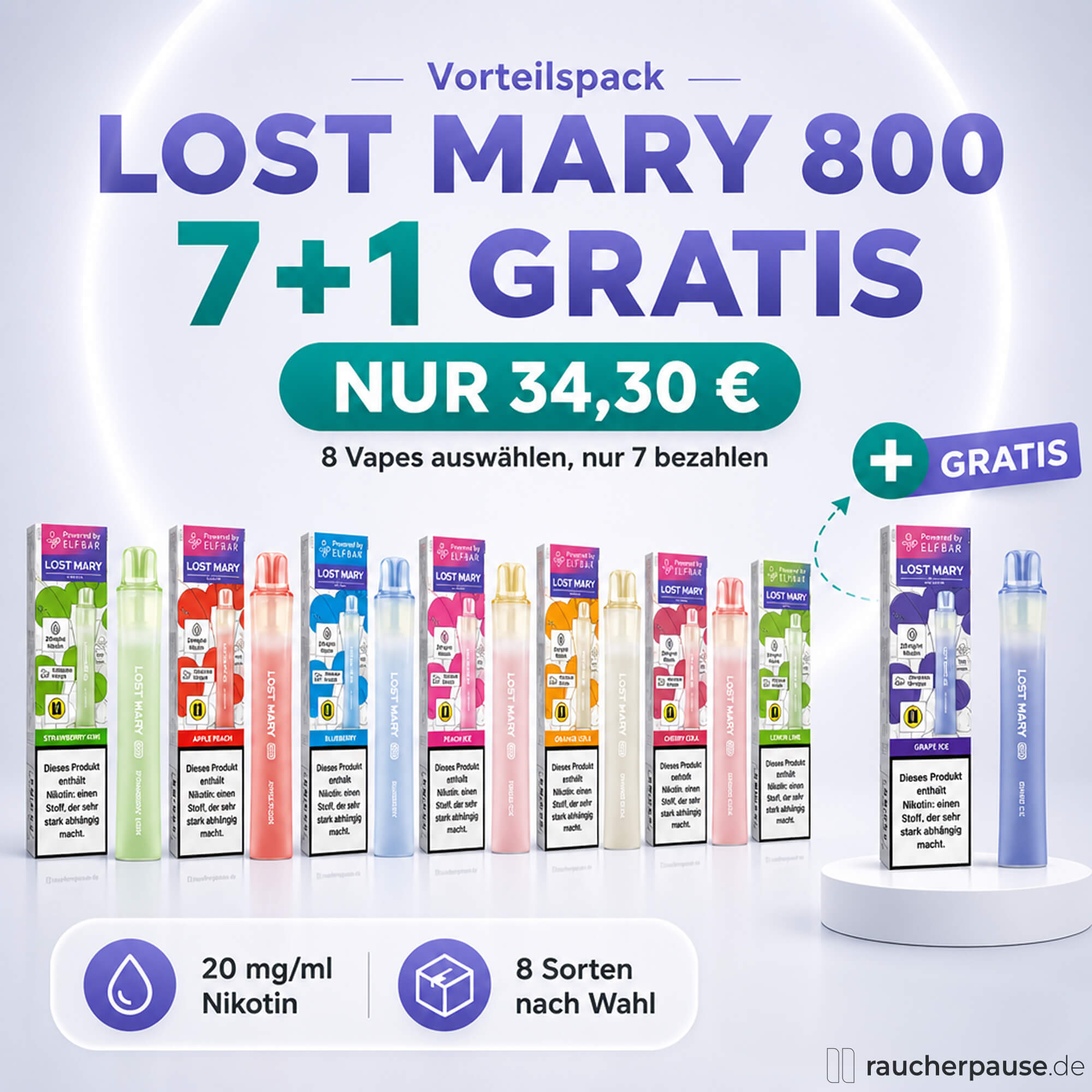 Lost Mary 800 Einweg Vape Angebot: 7 kaufen und 8 erhalten