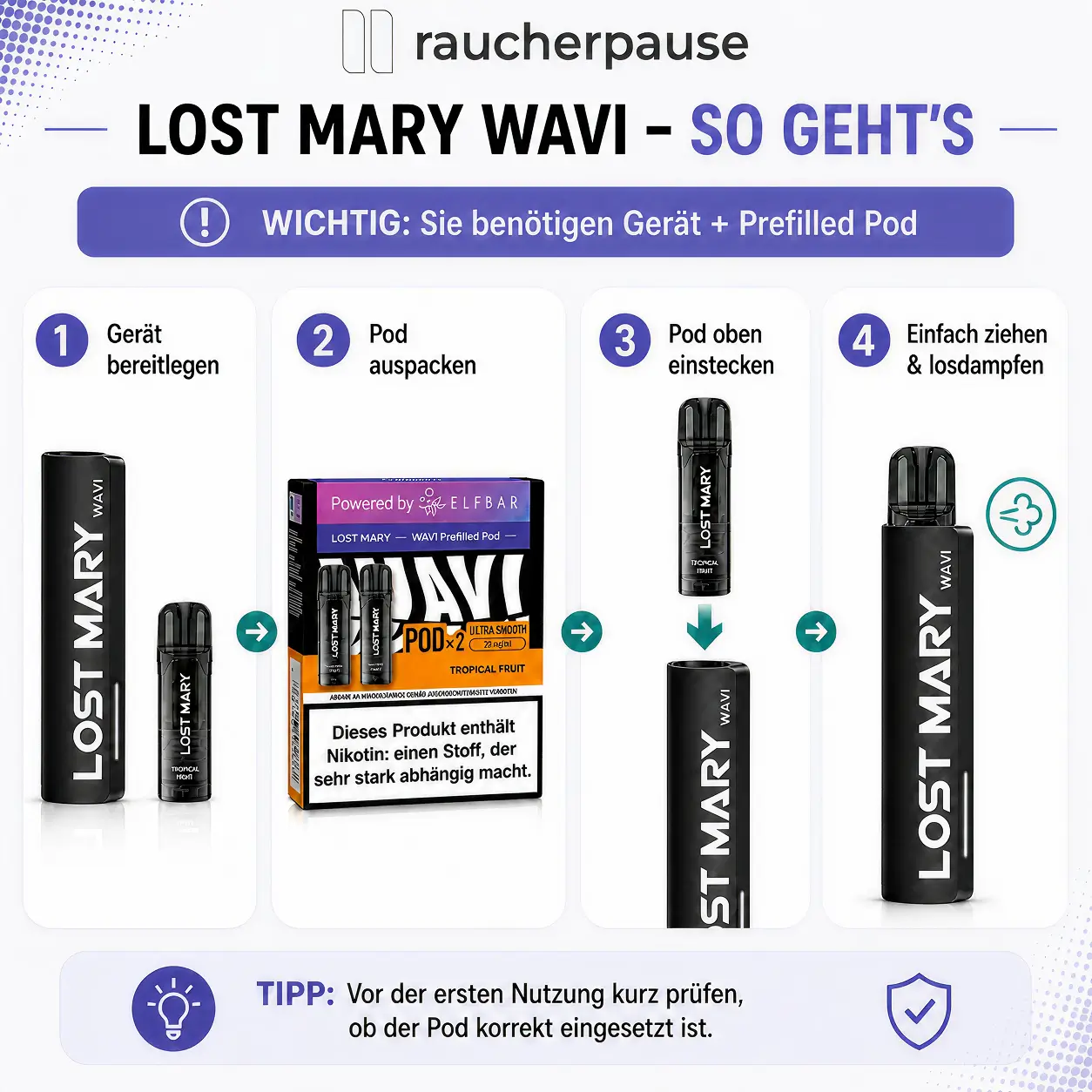 💥AKTION💥 Lost Mary Wavi Starterdeal 🔥 Gerät + 1x2 Pods