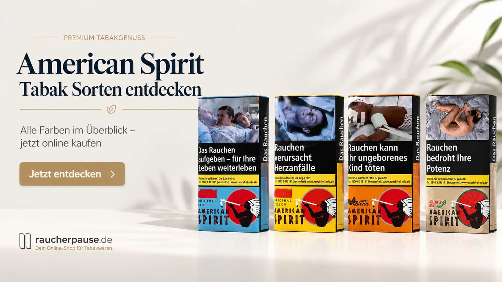 American Spirit Tabak Sorten Original Blue, Original Yellow, Master Blend Gold und Selected Red im Überblick