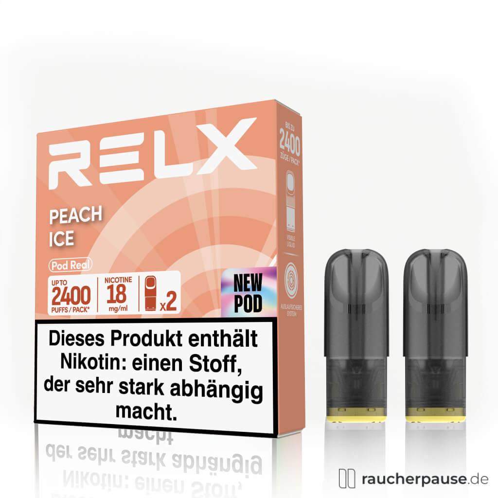 RELX Real Peach Ice Prefilled Pods | 2 Stück | 18 mg/ml Nikotin