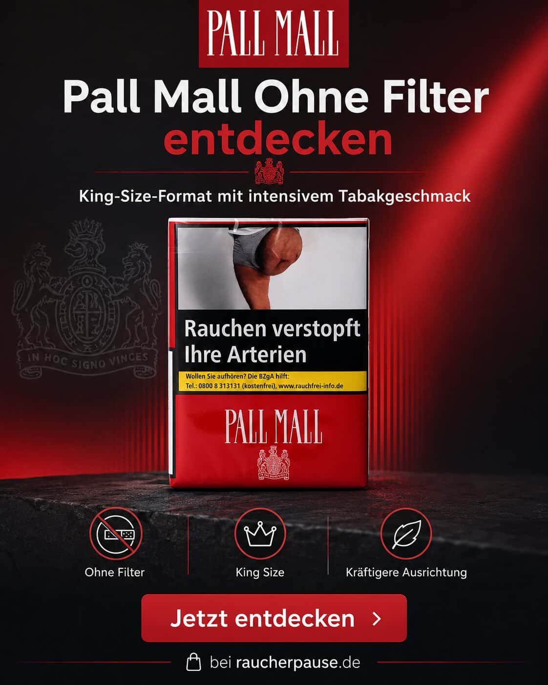 Pall Mall Zigaretten ohne Filter kaufen