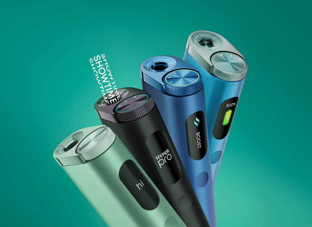 4 Varianten Glo Tabakerhitzer, Grün, Schwarz, Blau und Hellblau