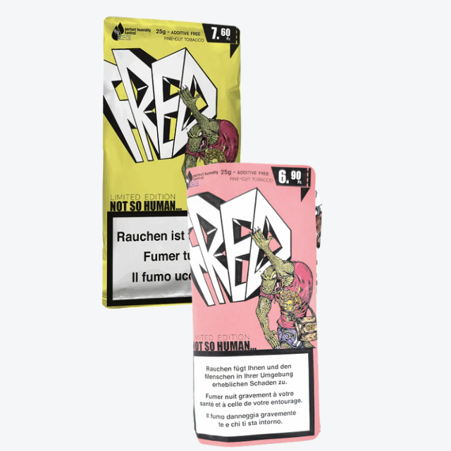 Zwei Sorten Fred Tabak, Rose und Jaune