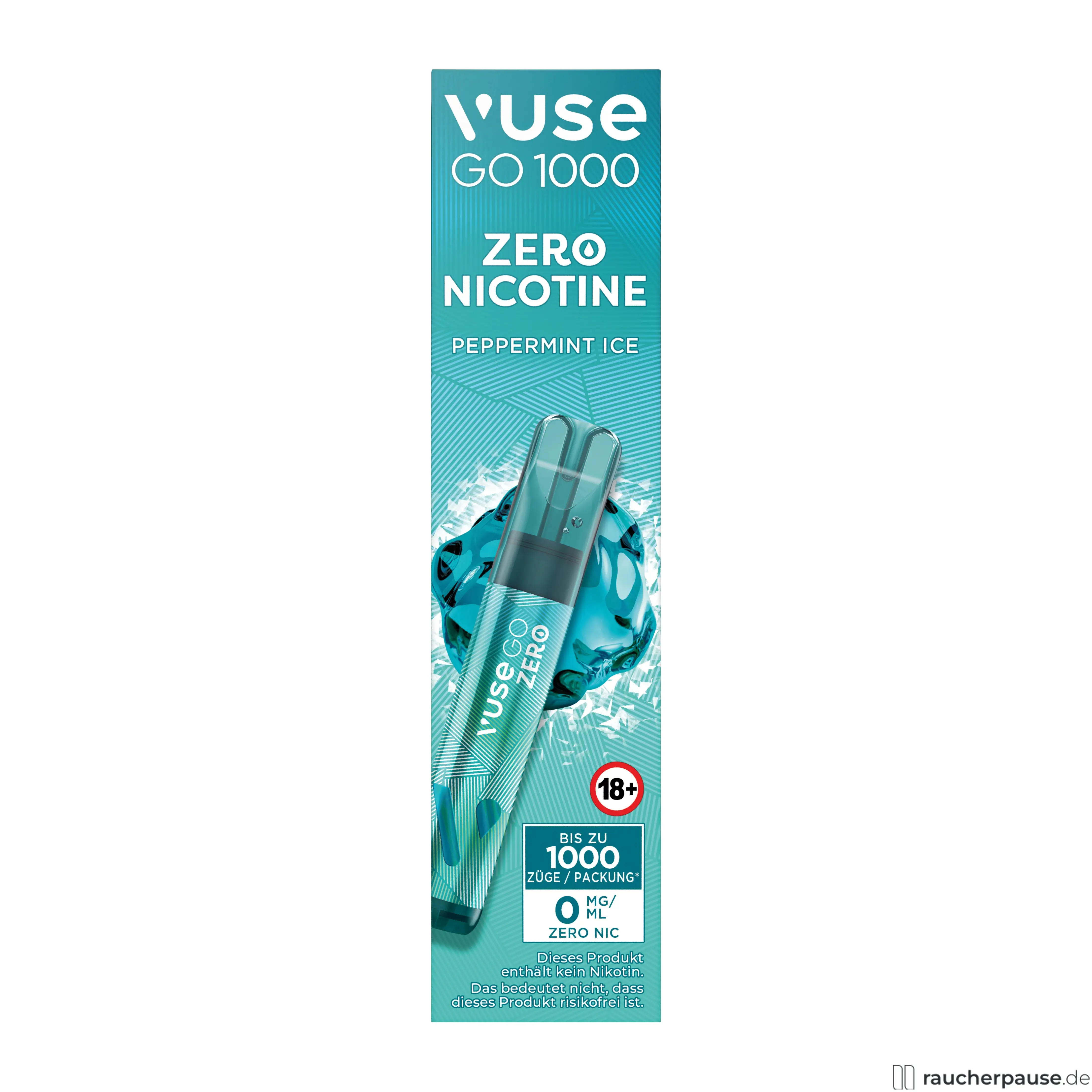 Vuse GO 1000 E-Shisha | Peppermint Ice | Nikotinfrei | 1000 Züge | Einweg E-Zigarette