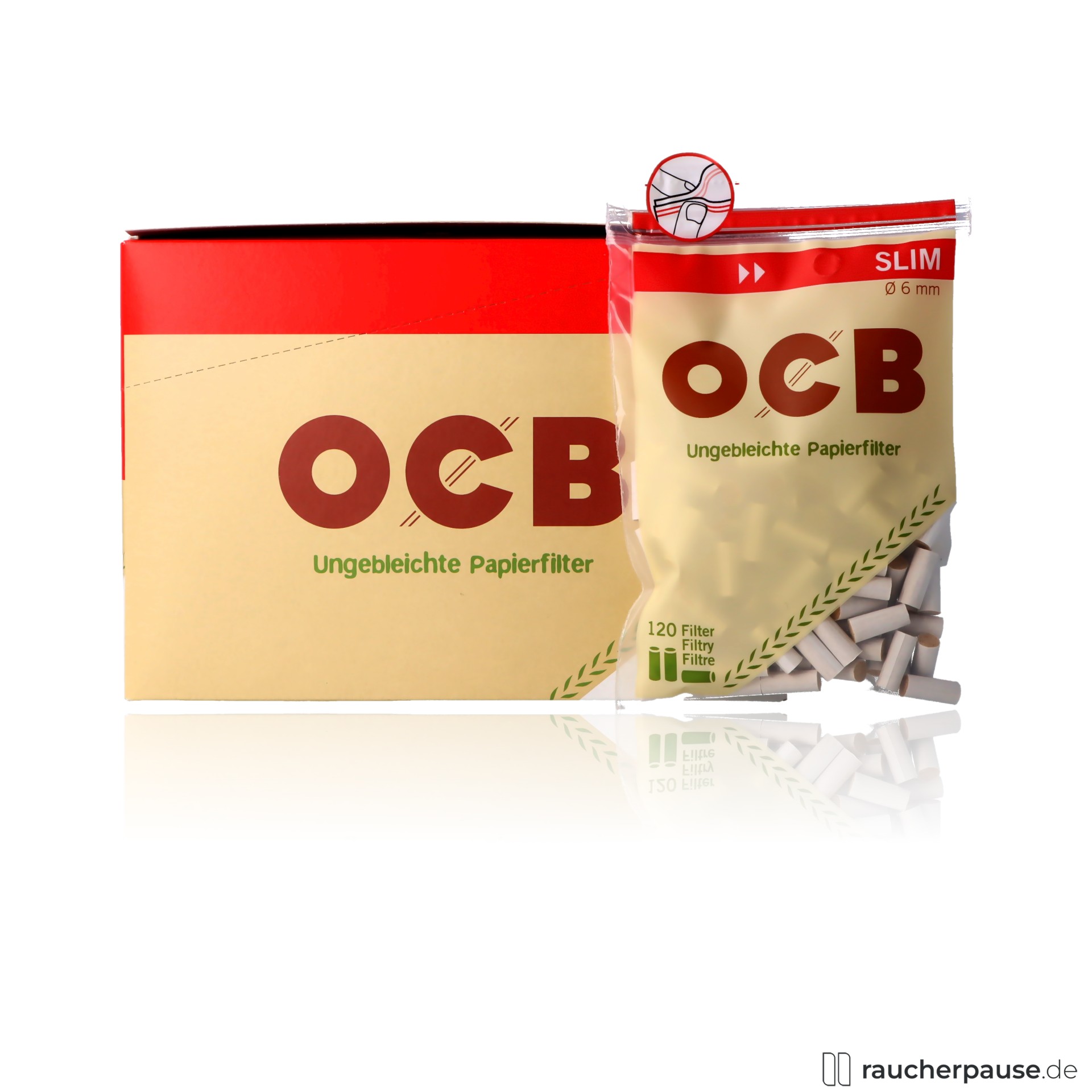 OCB Organic Slim Filter 6mm | 120 Stück | Biologisch abbaubar & umweltfreundlich