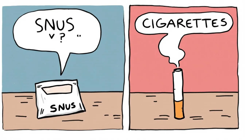 Snus vs. Zigaretten Karikatur