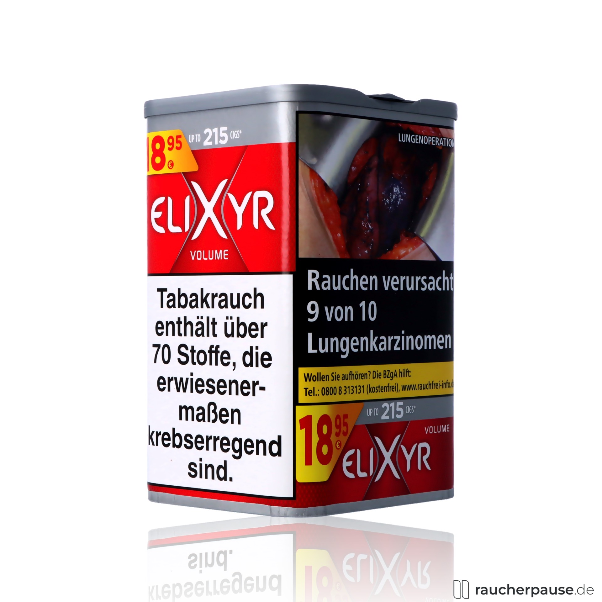 elixyr rot volumentabak 97g dose kraeftig wuerzig american blend , packshot hinterseite