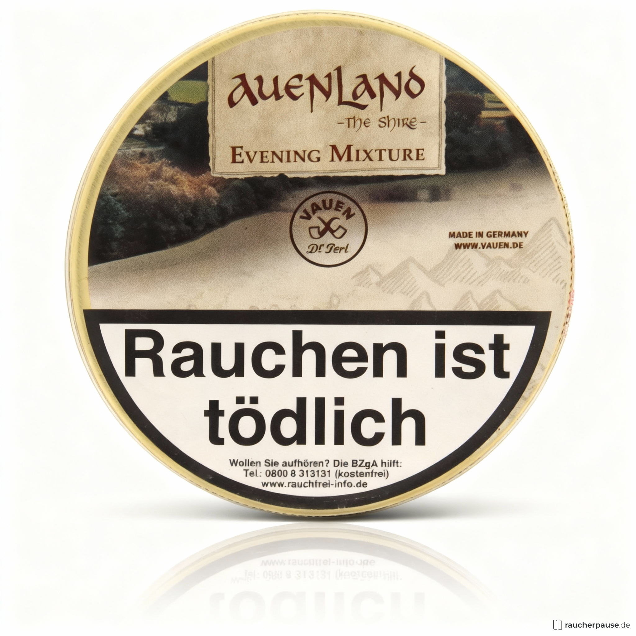 Vauen Auenland Evening Mixture Pfeifentabak | 50g Dose | Virginia, Burley & Black Cavendish | Ananas & Walnuss Aroma | Sanfter Abendgenuss