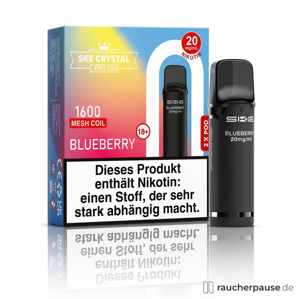 SKE Crystal 800 Pro Blueberry Prefilled Pods | 2 Stück | 20 mg/ml Nikotin