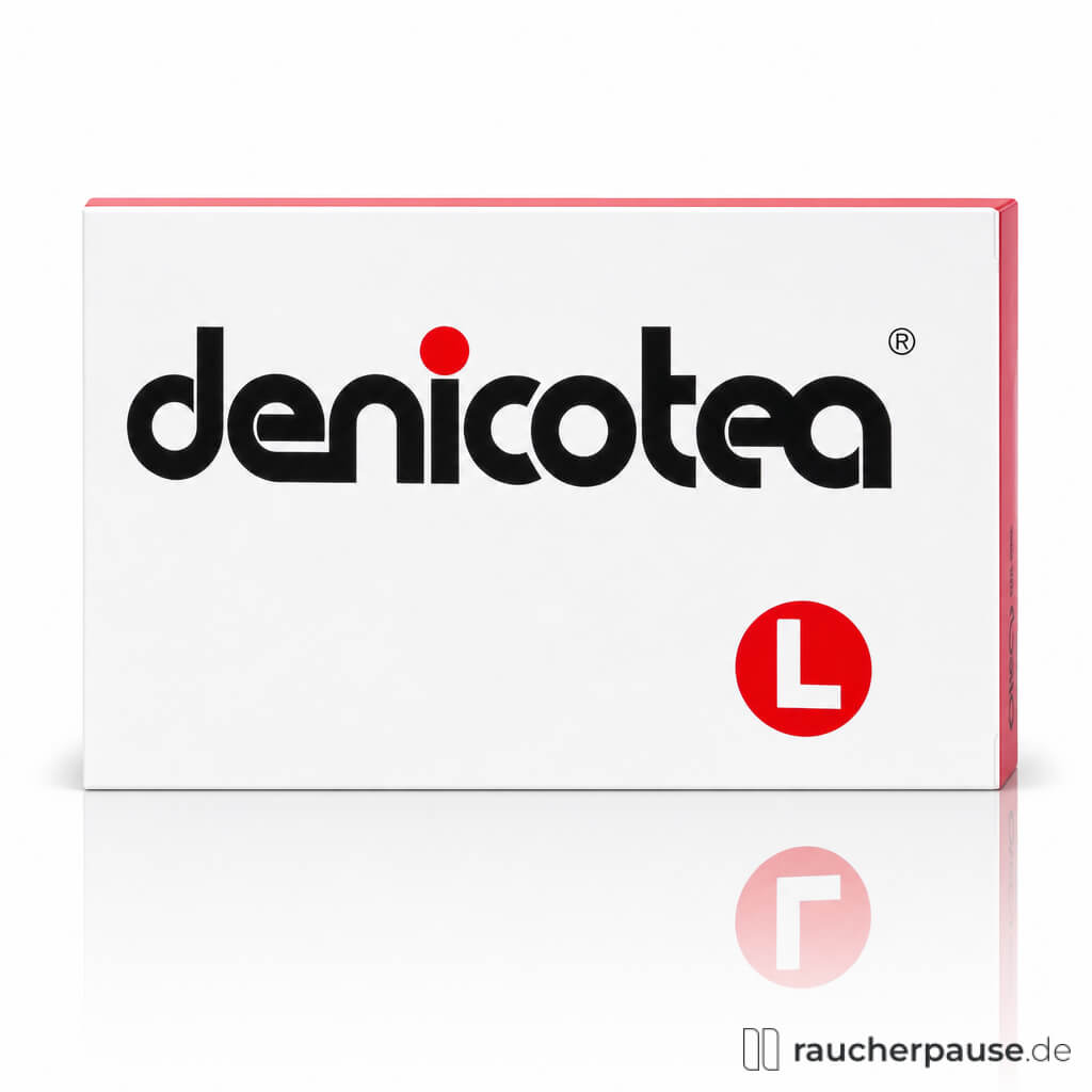 Denicotea Filter Nr. 115 Lang, 50 Stück, in weißer Box mit rotem Rand und minimalistischem Design, großem schwarzen Logo und rotem Punkt.