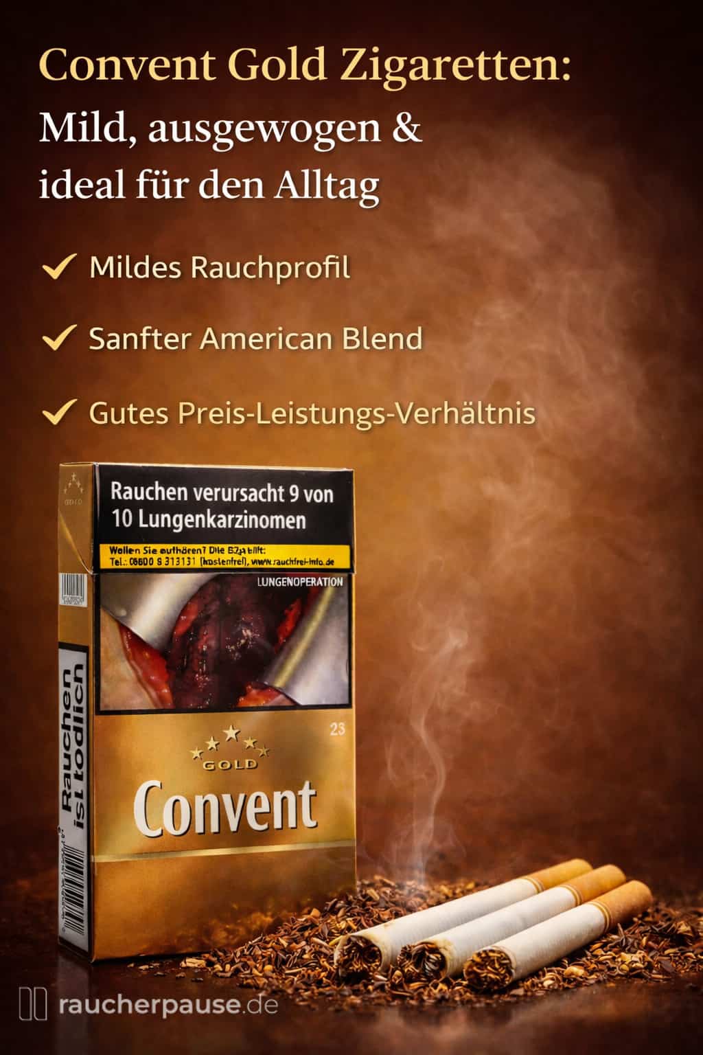 Convent Gold Zigaretten kaufen – milder American Blend für den Alltag