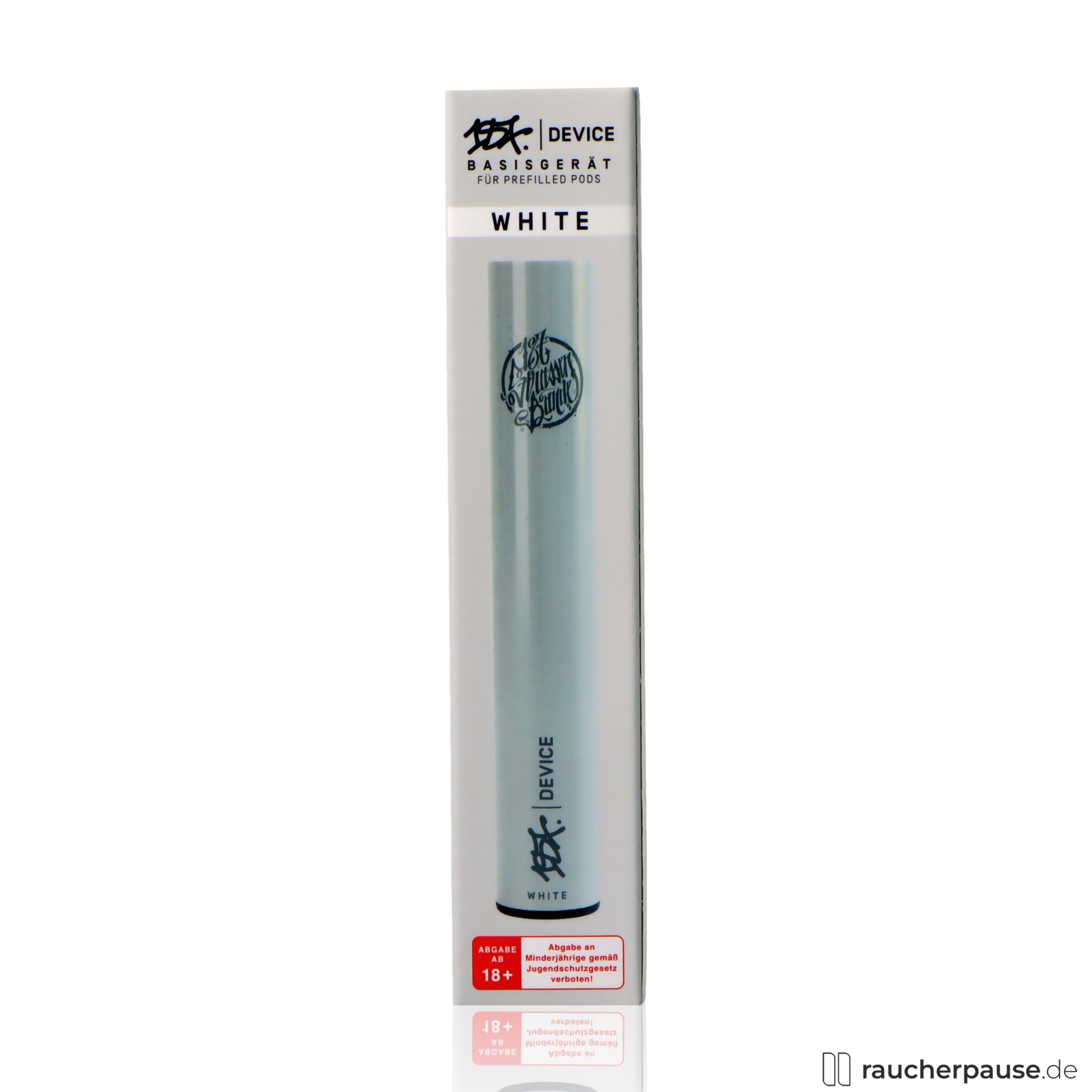 187 Strassenbande E-Zigarette WHITE | 500mAh Akku | USB-C, Kompakt strassenbande e zigarette white usb c kompakt , packshot seitlich