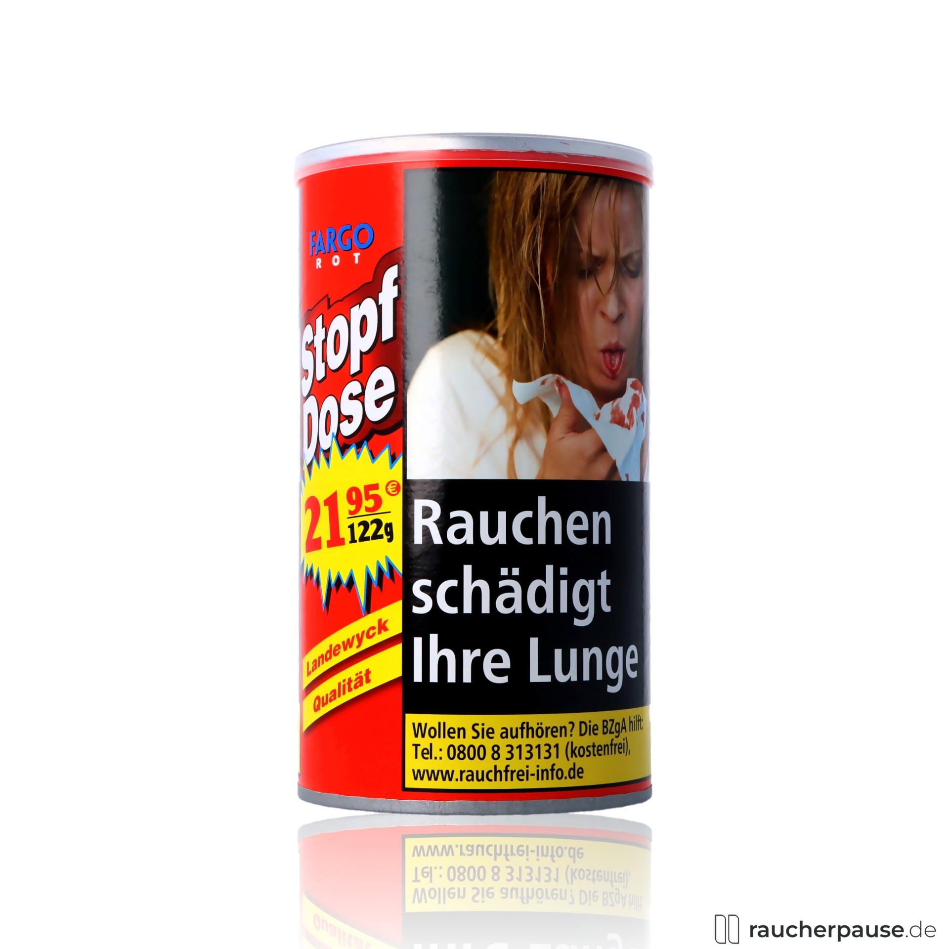 fargo rot xxl stopf dose feinschnitt american blend tabak , packshot seitlich
