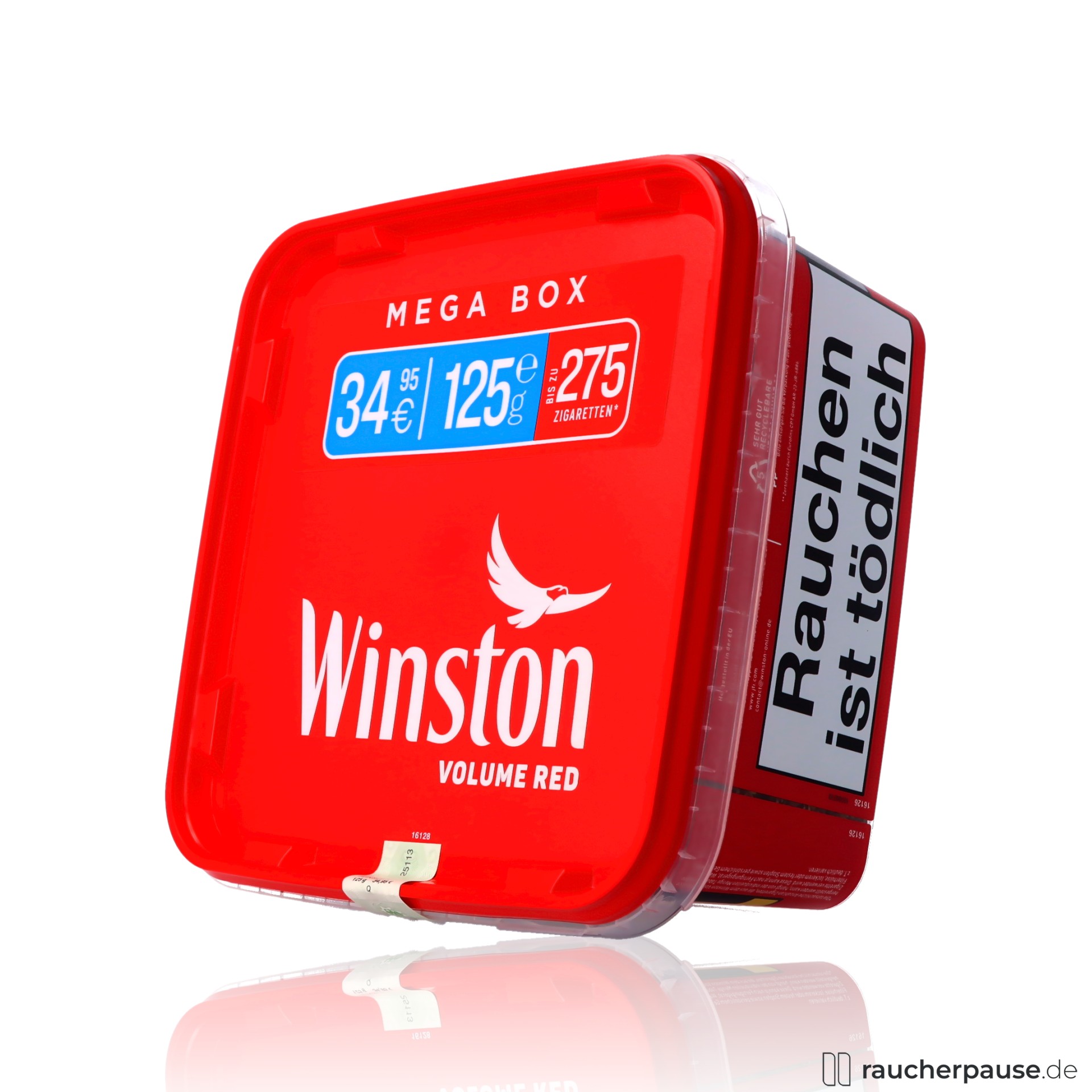 winston volume red mega box volumentabak wuerziges aroma american blend , packshot seitlich