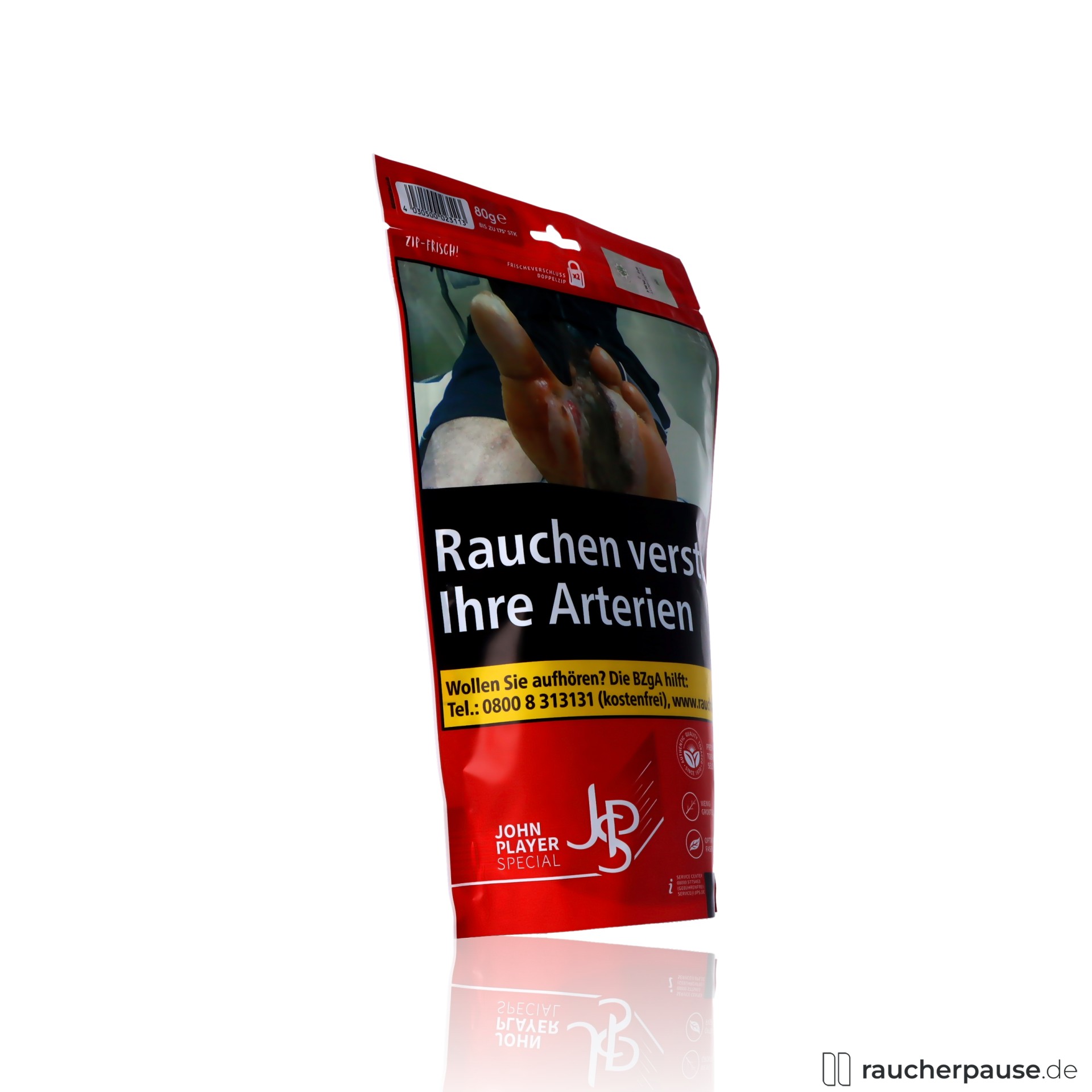 jps john player special xl red volumentabak zip beutel american blend , packshot seitlich