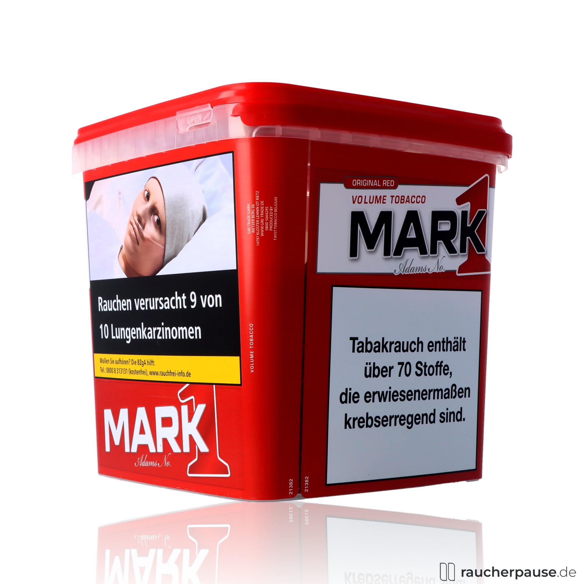mark adams no red volumentabak xxl box intensiv kraeftiges aroma , packshot seitlich