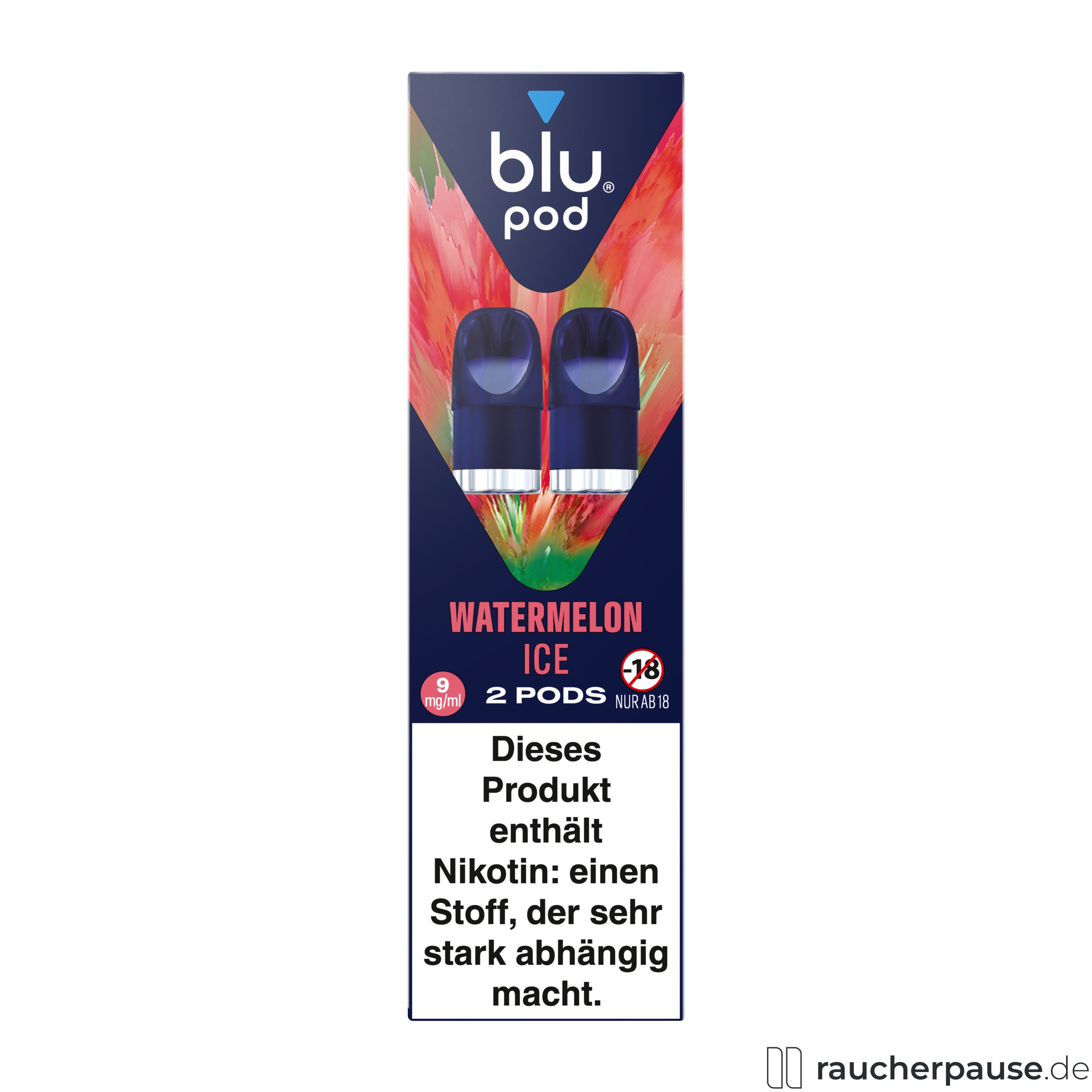 Blu Pod Watermelon Ice 9mg/ml Nikotin | 2 Pods | Kompatibel mit Blu Bar Kit E-Zigarette