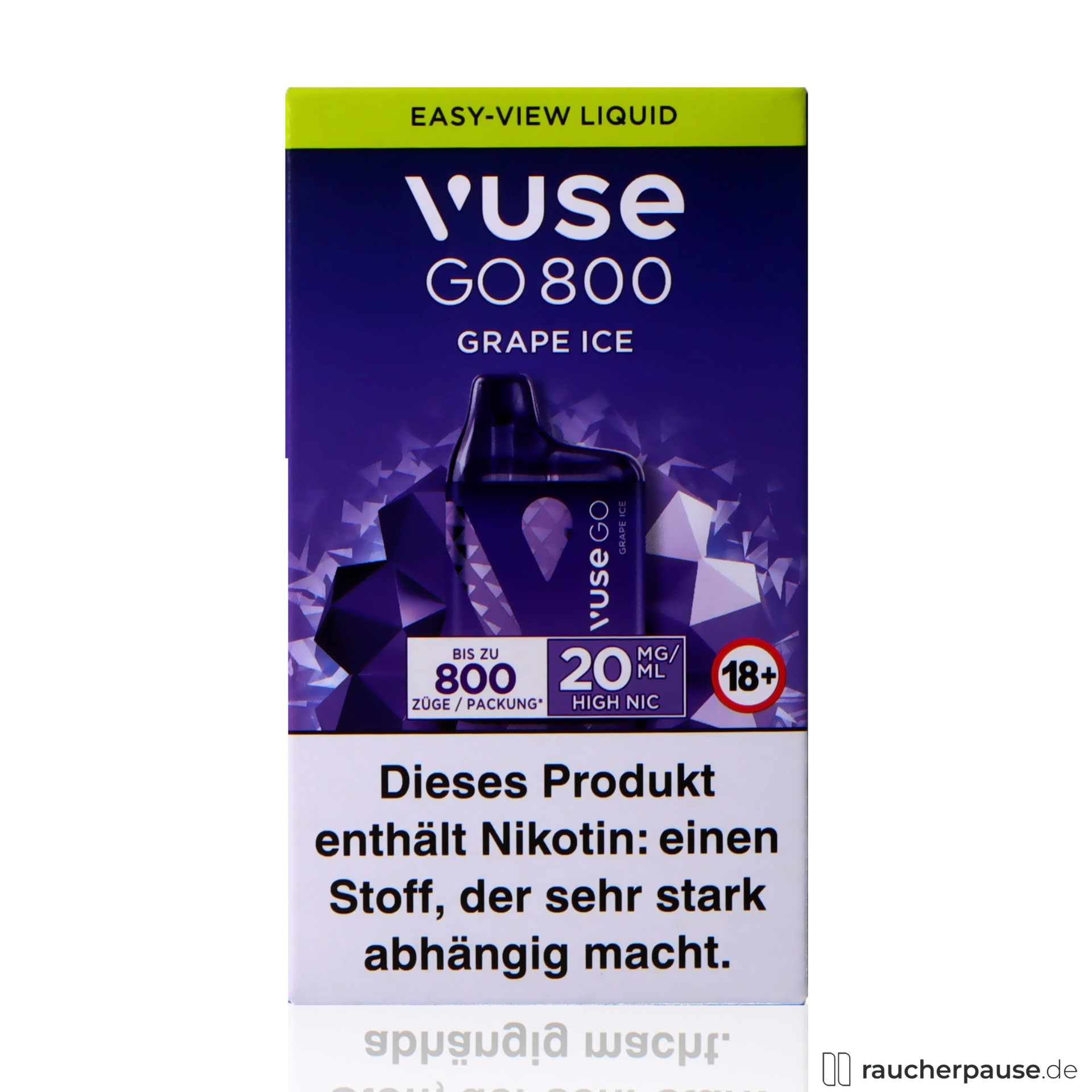 Vuse Go Box E-Shisha | Grape Ice | 20 mg/ml Nikotin | Traube & Ice vuse, vuse go box e shisha grape ice ml nikotin traube ice , packshot seitlich
