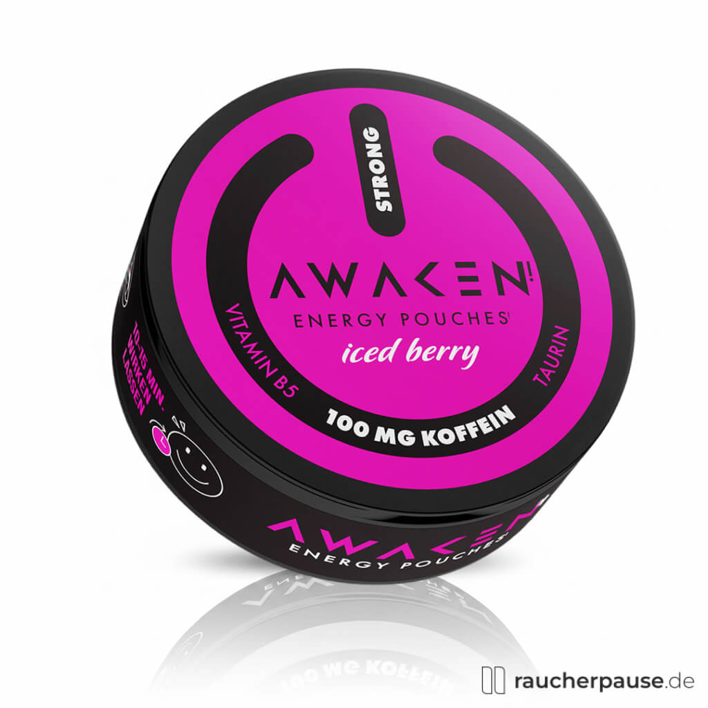 Awaken Iced Berry Energy Pouches mit 100 mg Koffein pro Beutel
