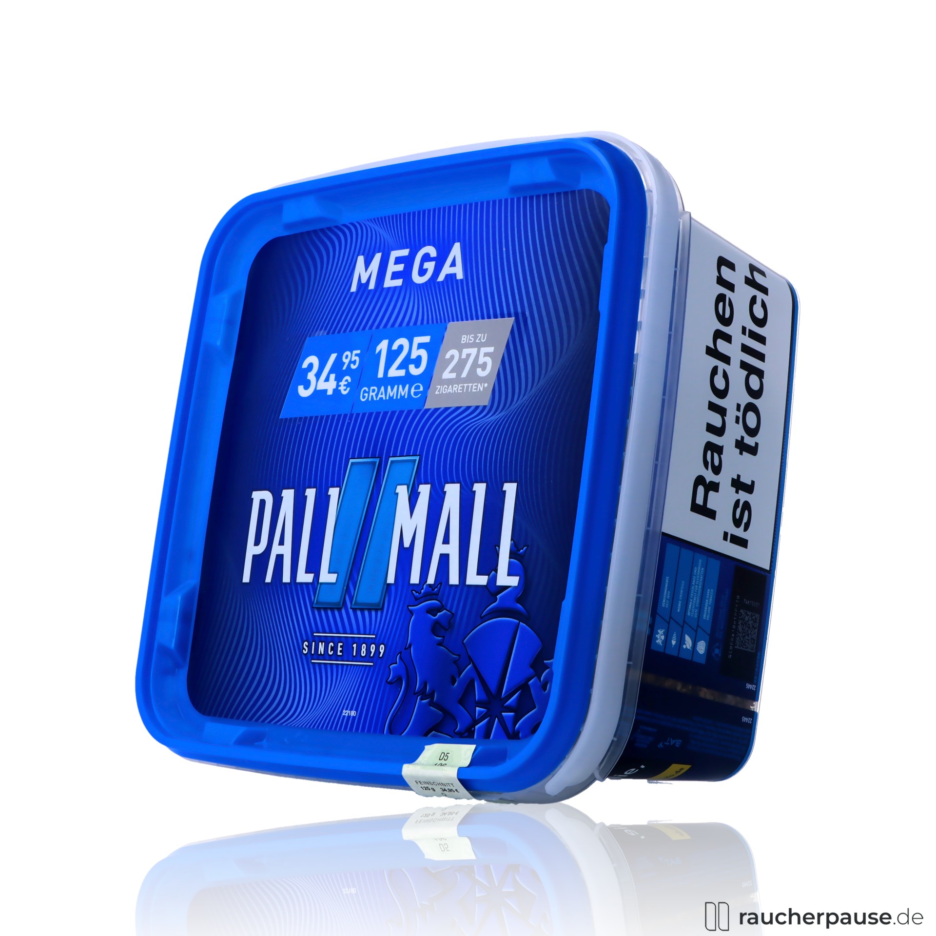 pall mall blau volumentabak eimer american blend zigaretten , packshot hinterseite