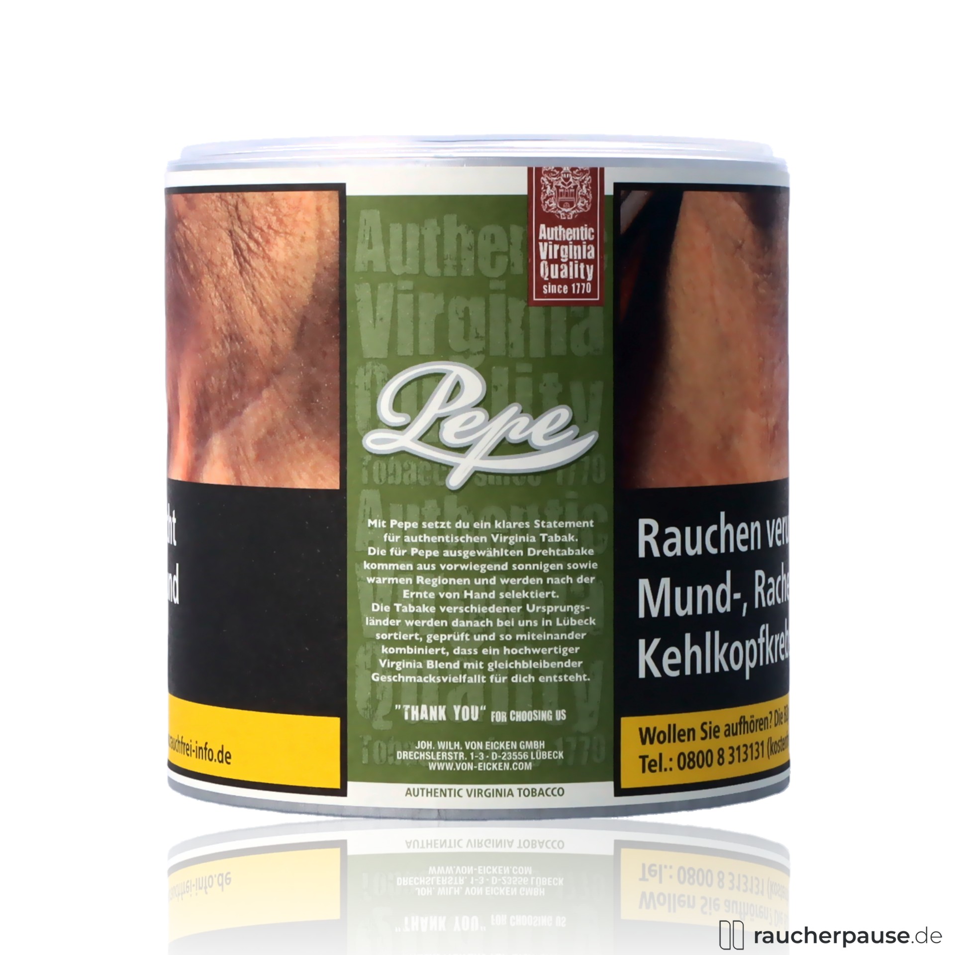 Pepe Rich Green Tabak | 80g Dose | 100% Virginia | Ohne Zusatzstoffe