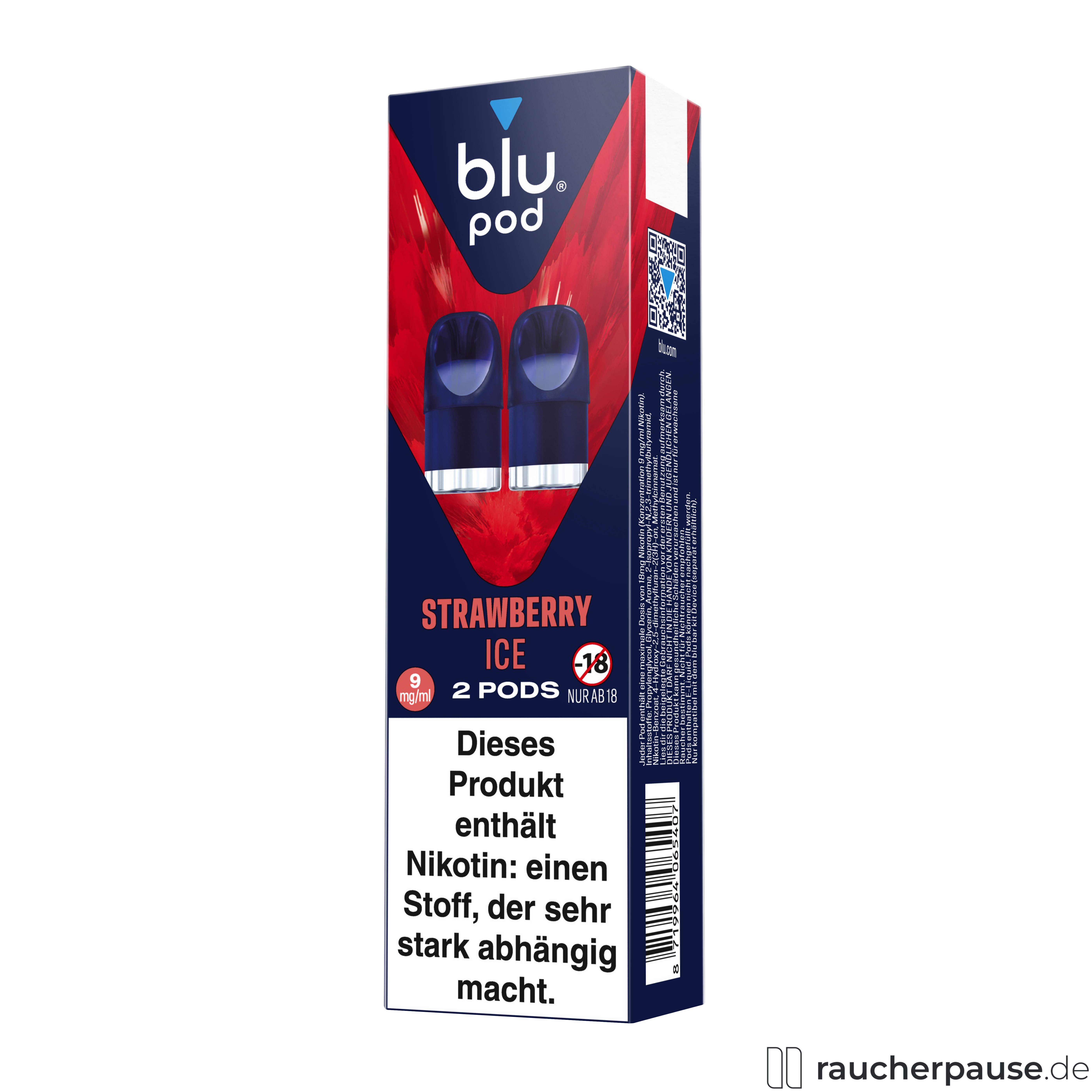 blu, blu pod strawberry ice 9mg , packshot seitlich