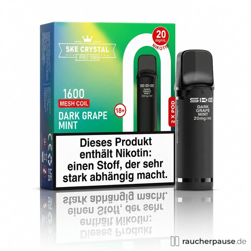 SKE Crystal 800 Pro Dark Grape Mint Prefilled Pods | 2 Stück | 20 mg/ml Nikotin