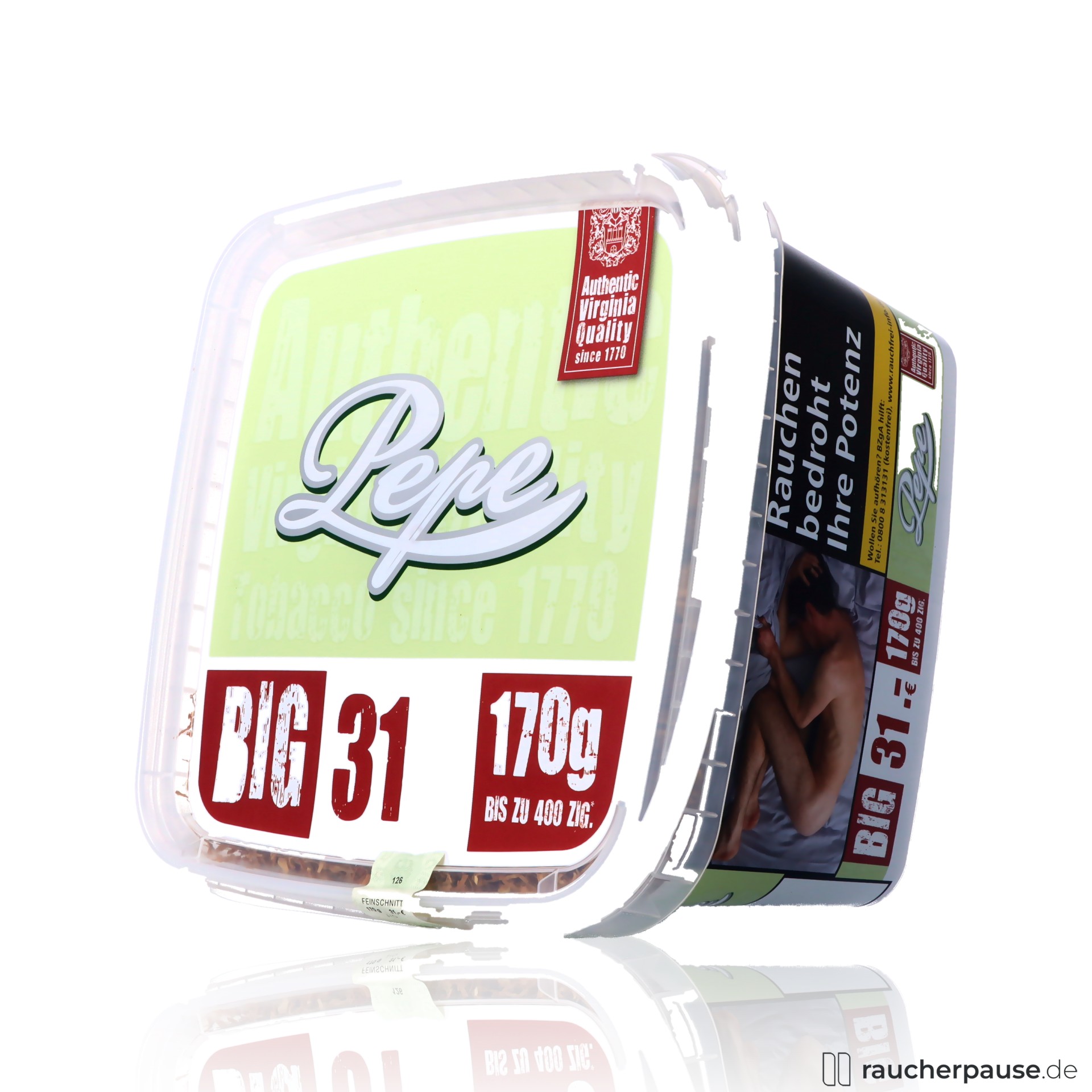 volumentabak virginia ohne zusatzstoffe eimer zigaretten , packshot vorderseite