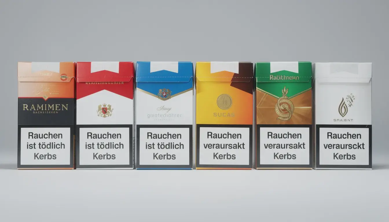 Verschiedene Zigaretten stehen nebeneinander vor einem grauen Hintergrund