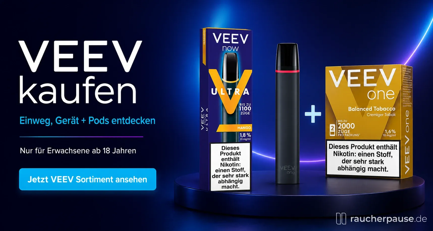 VEEV kaufen mit VEEV NOW ULTRA Einweg-Vape sowie VEEV ONE Gerät und passenden Pods