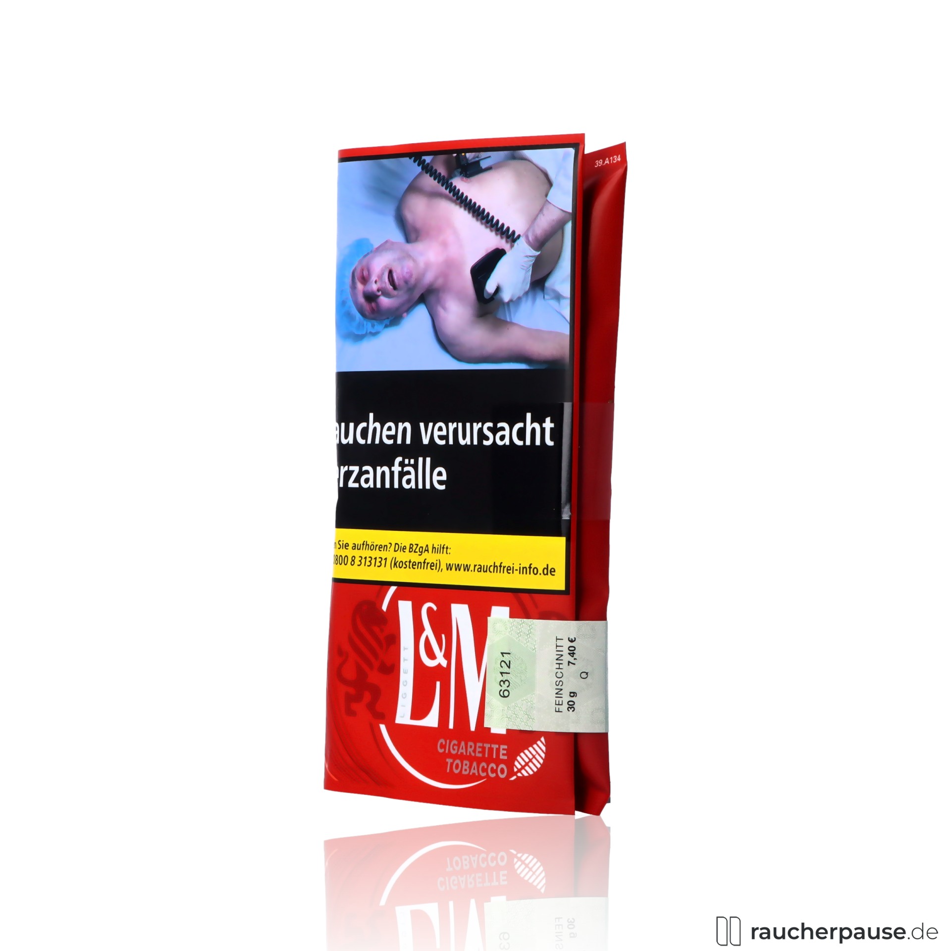 lm red tabak 30g pouch feinschnitt american blend ergiebig aromatisch , packshot vorderseite