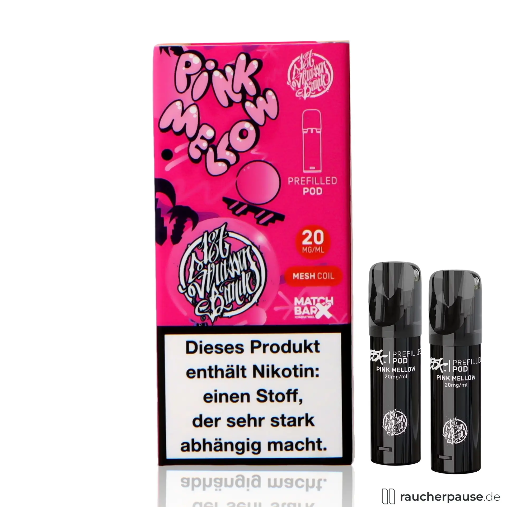 187 Straßenbande Pods | Pink Mellow | 20mg/ml Nikotin | Wassermelone, Zitrone & Limette