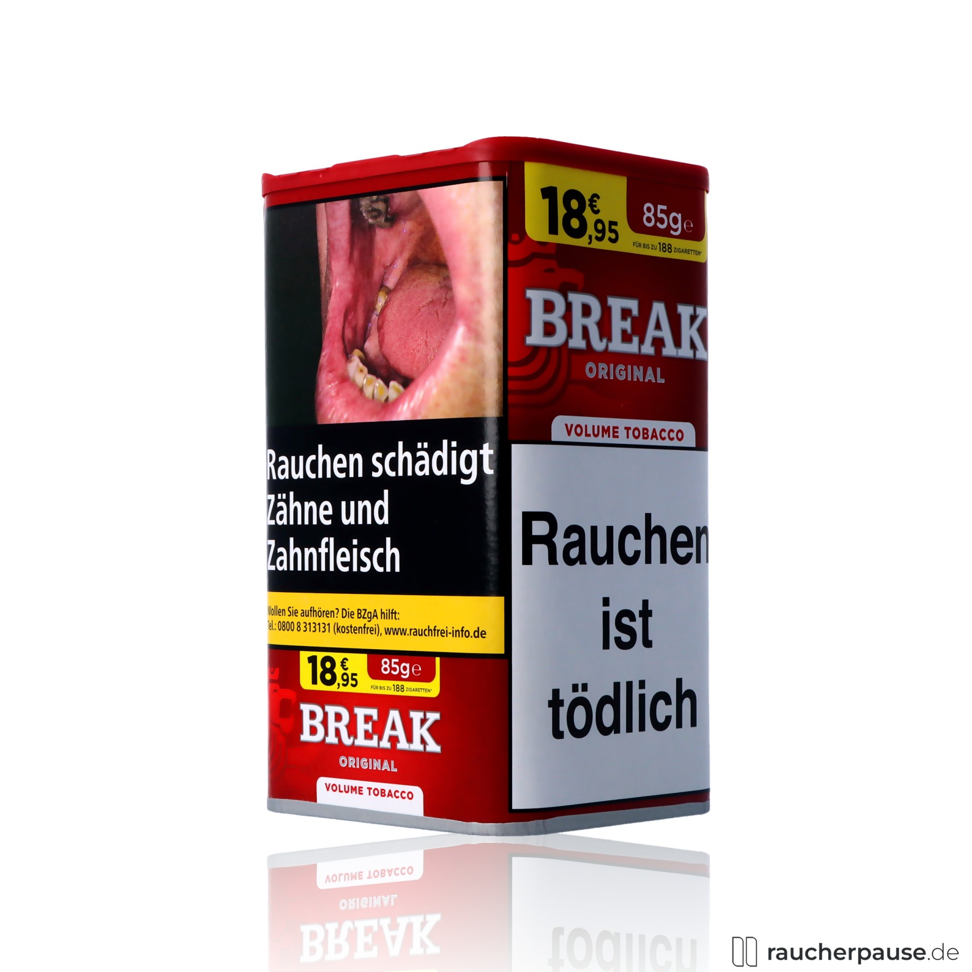 break original volumentabak xl dose american blend wuerzig stark , packshot hinterseite