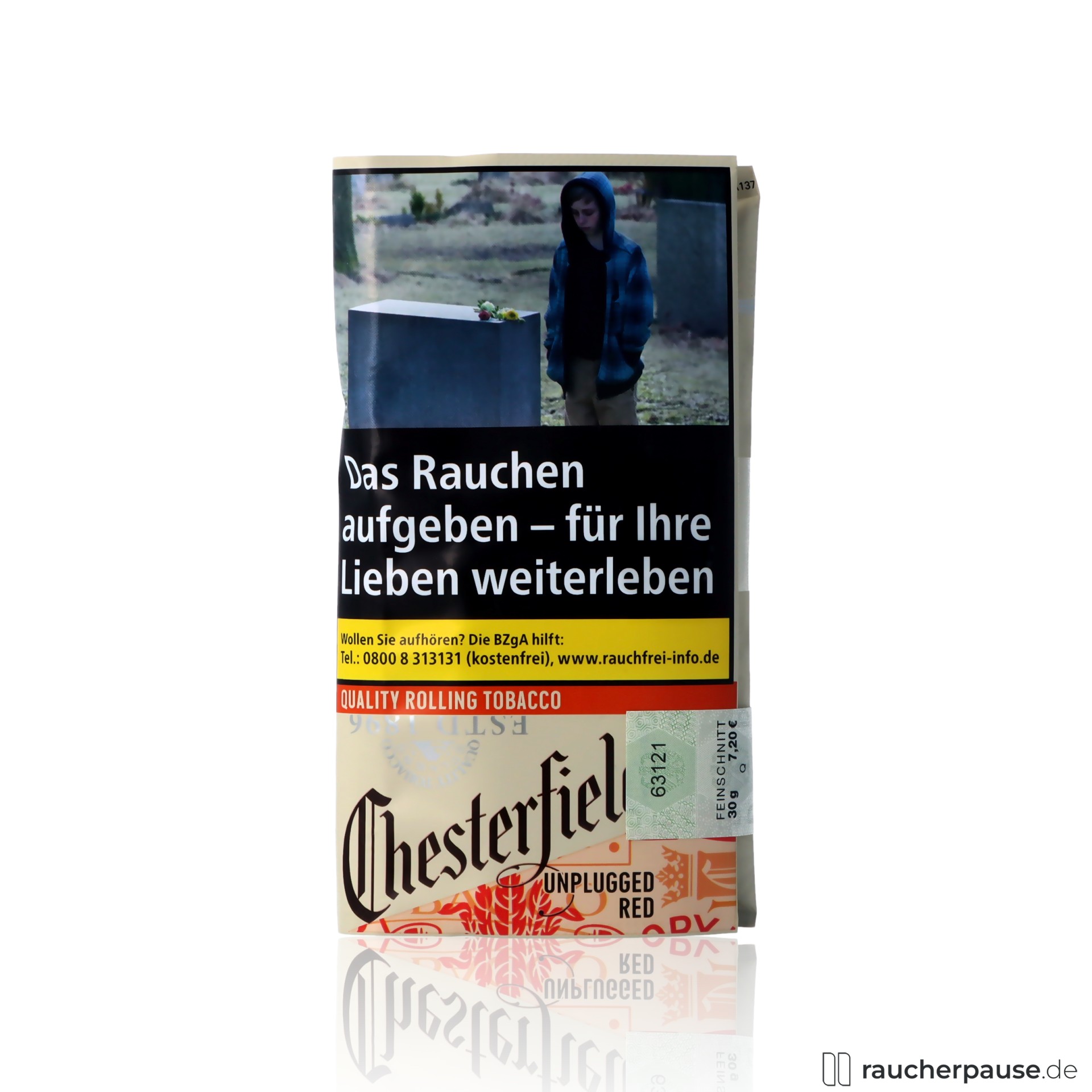 Chesterfield Unplugged Red Tabak | 30g Pouch | Ohne Zusatzstoffe | Virginia & Burley