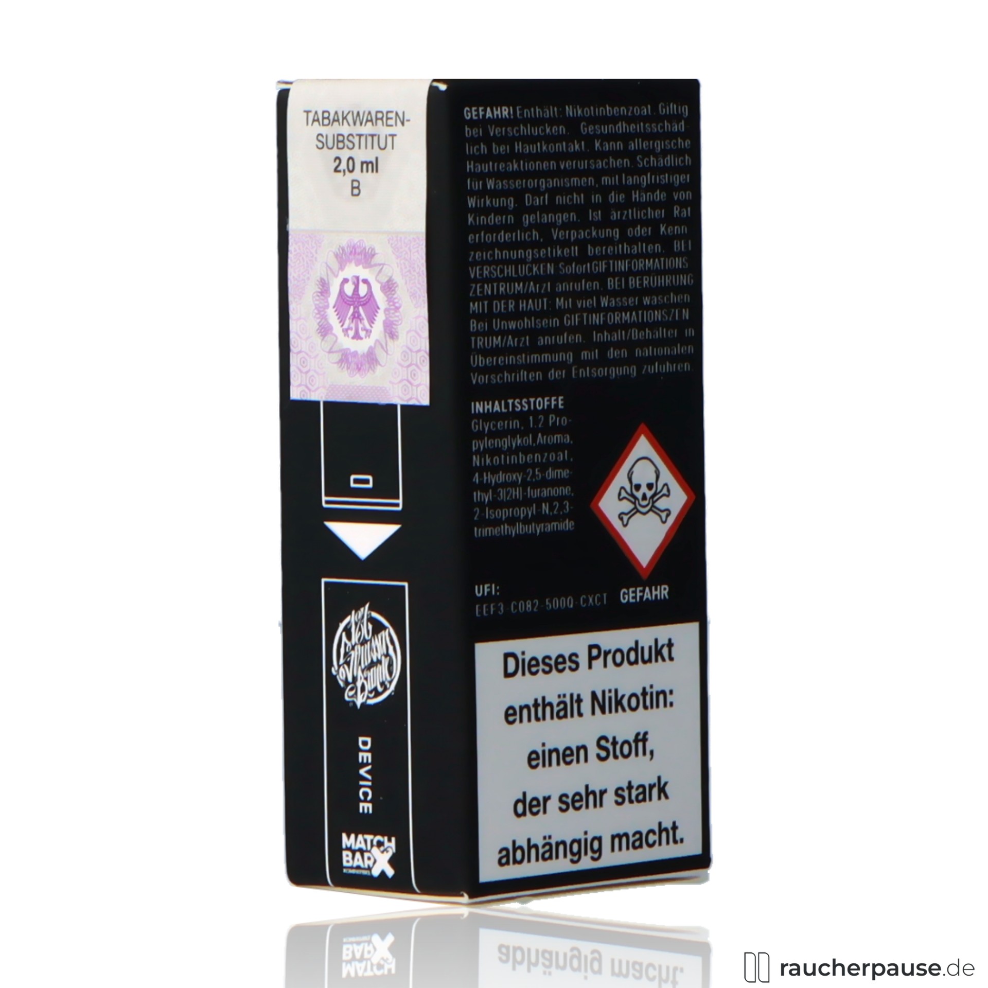 strassenbande pod black ize ml nikotin brombeere frische , packshot hinterseite