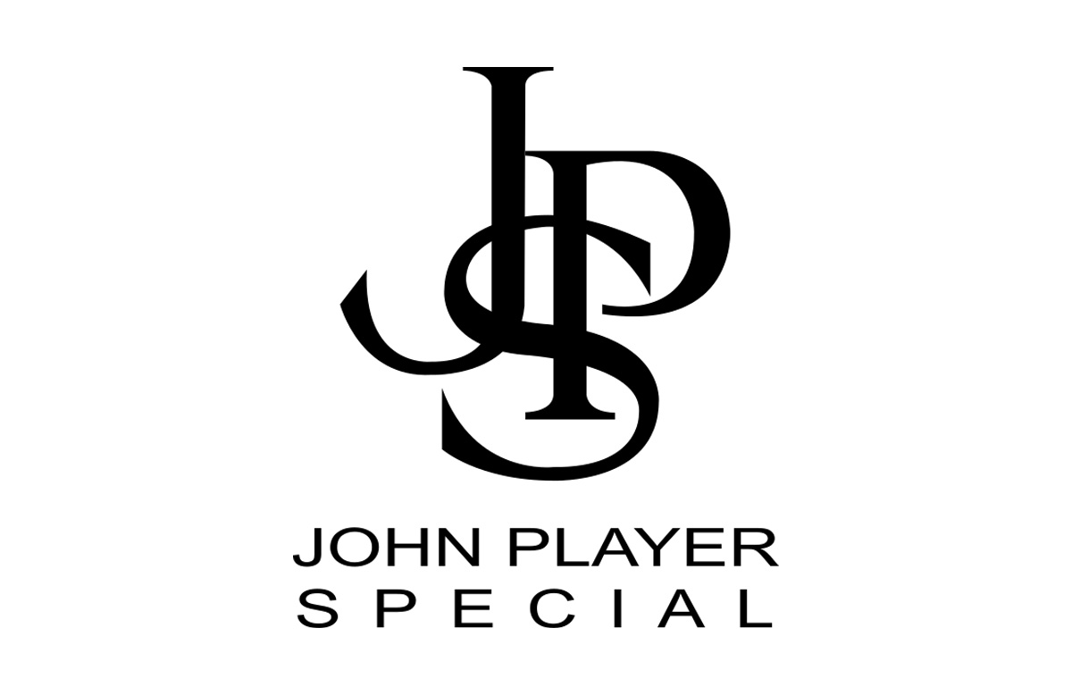 John Player Special Logo in Schwarz auf hellem Hintergrund mit stilisierten „JPS“-Initialen und Schriftzug „John Player Special