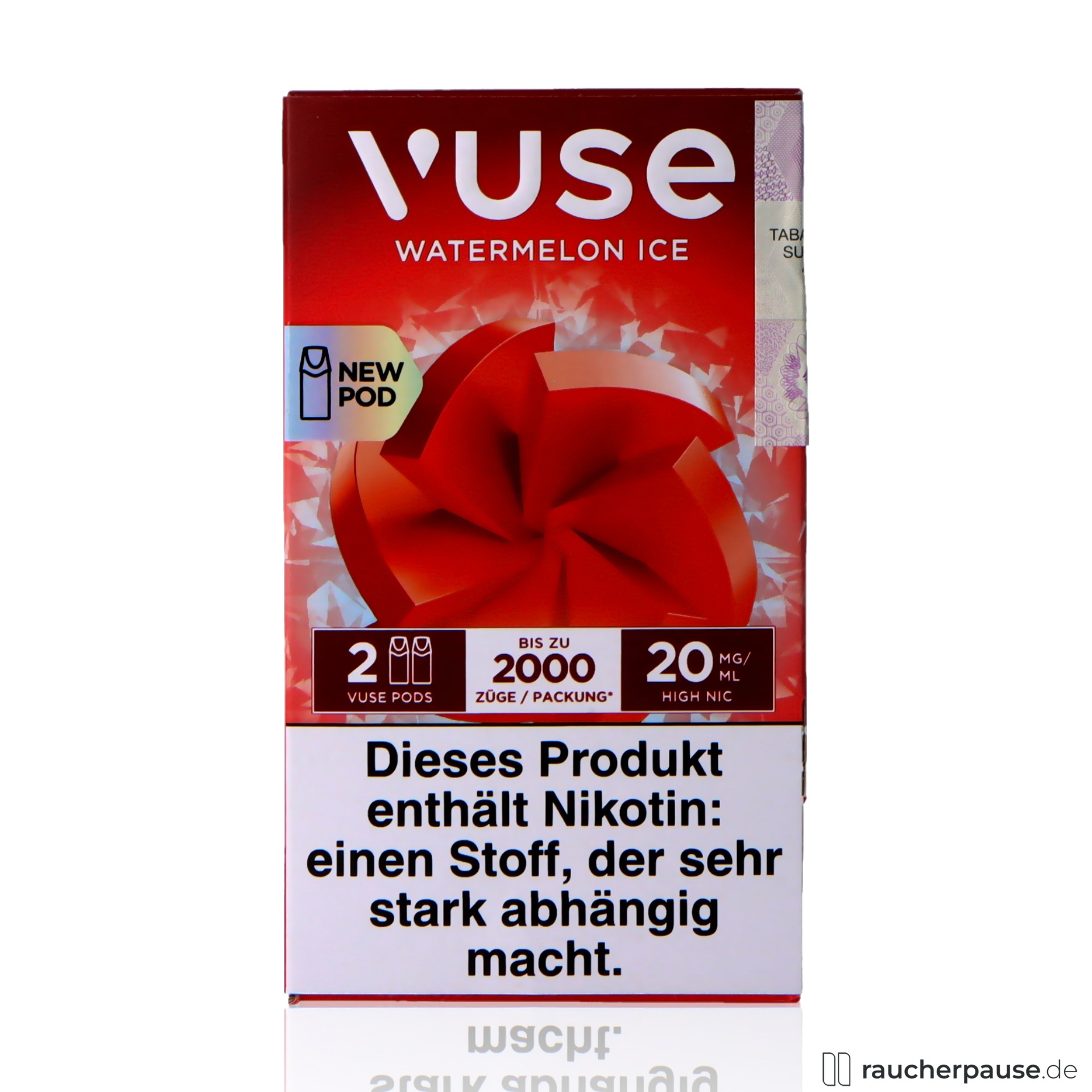 Vuse Pods Watermelon Ice | 20 mg/ml Nikotin | 2 Pods | Wassermelone & Ice vuse, vuse pods watermelon ice ml nikotin pods wassermelone ice , packshot vorderseite