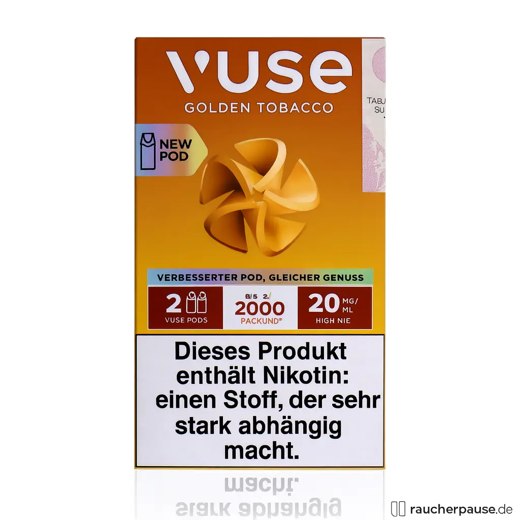 Vuse Pro Pods Golden Tobacco | 20 mg/ml Nikotin | 2 Pods | Goldener Tabak