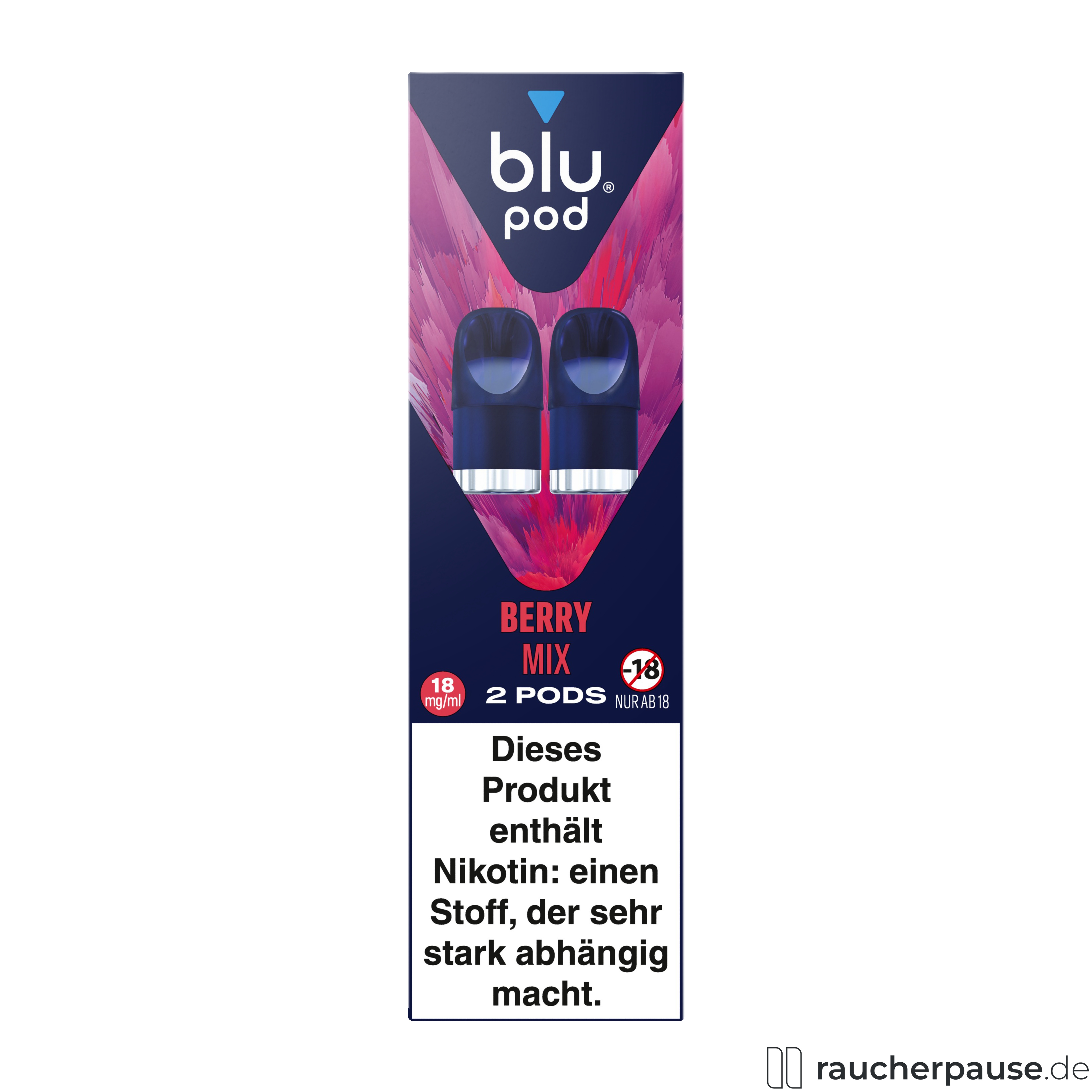 Blu Pod Berry Mix 18mg/ml Nikotin | 2 Pods | Kompatibel mit Blu Bar Kit E-Zigarette blu, blu pod berry mix , packshot vorderseite