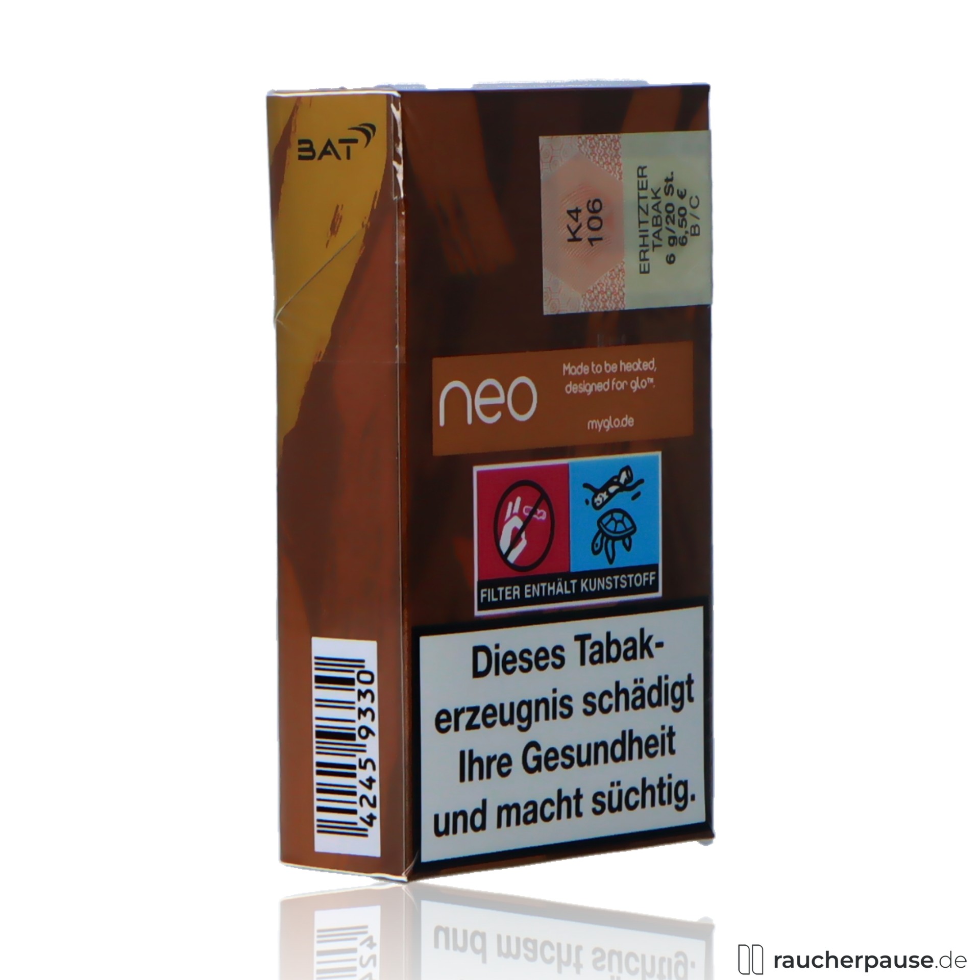 neo, neo true tobacco fuer glo stueck echter tabakgeschmack , packshot hinterseite
