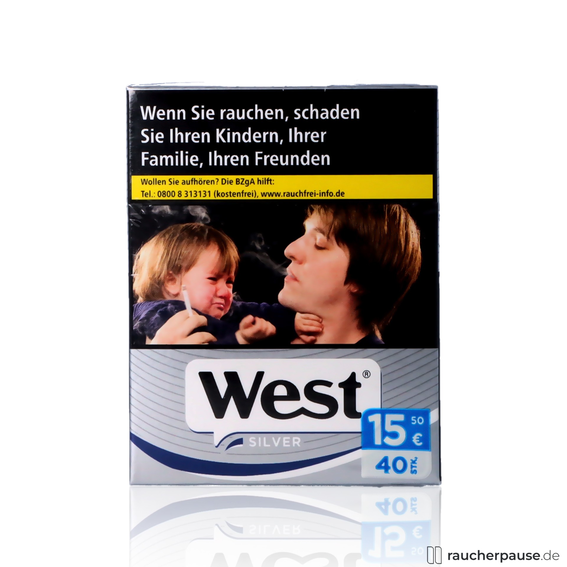 West Silver Maxi Zigaretten | 40 Stk. pro Packung | Kräftiger Geschmack bei reduzierten Werten