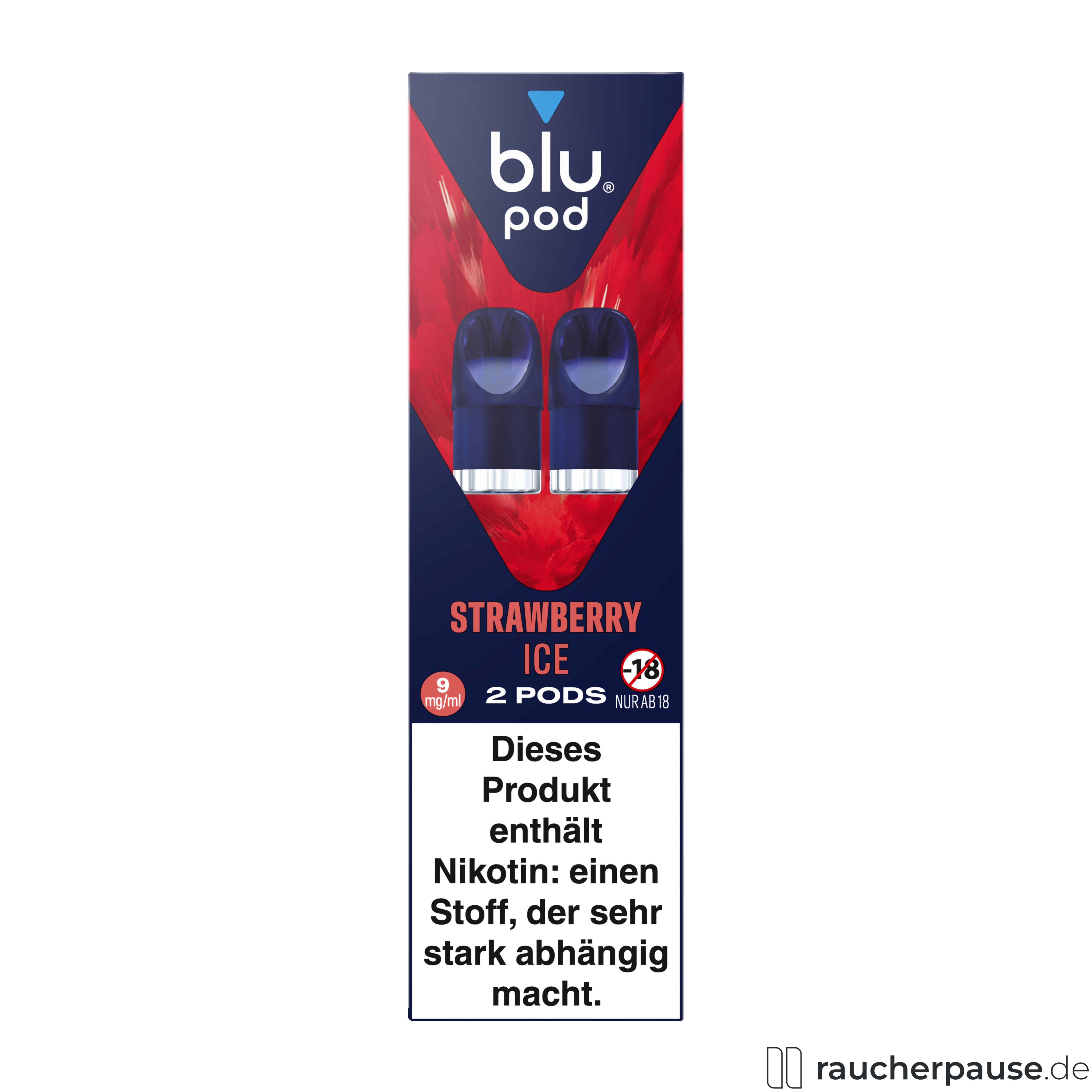 Blu Pod Strawberry Ice 9mg/ml Nikotin | 2 Pods | Kompatibel mit Blu Bar Kit E-Zigarette