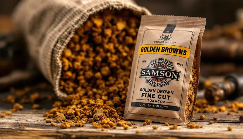 Samson Tabak Packung oldschool mit losem Tabak daneben