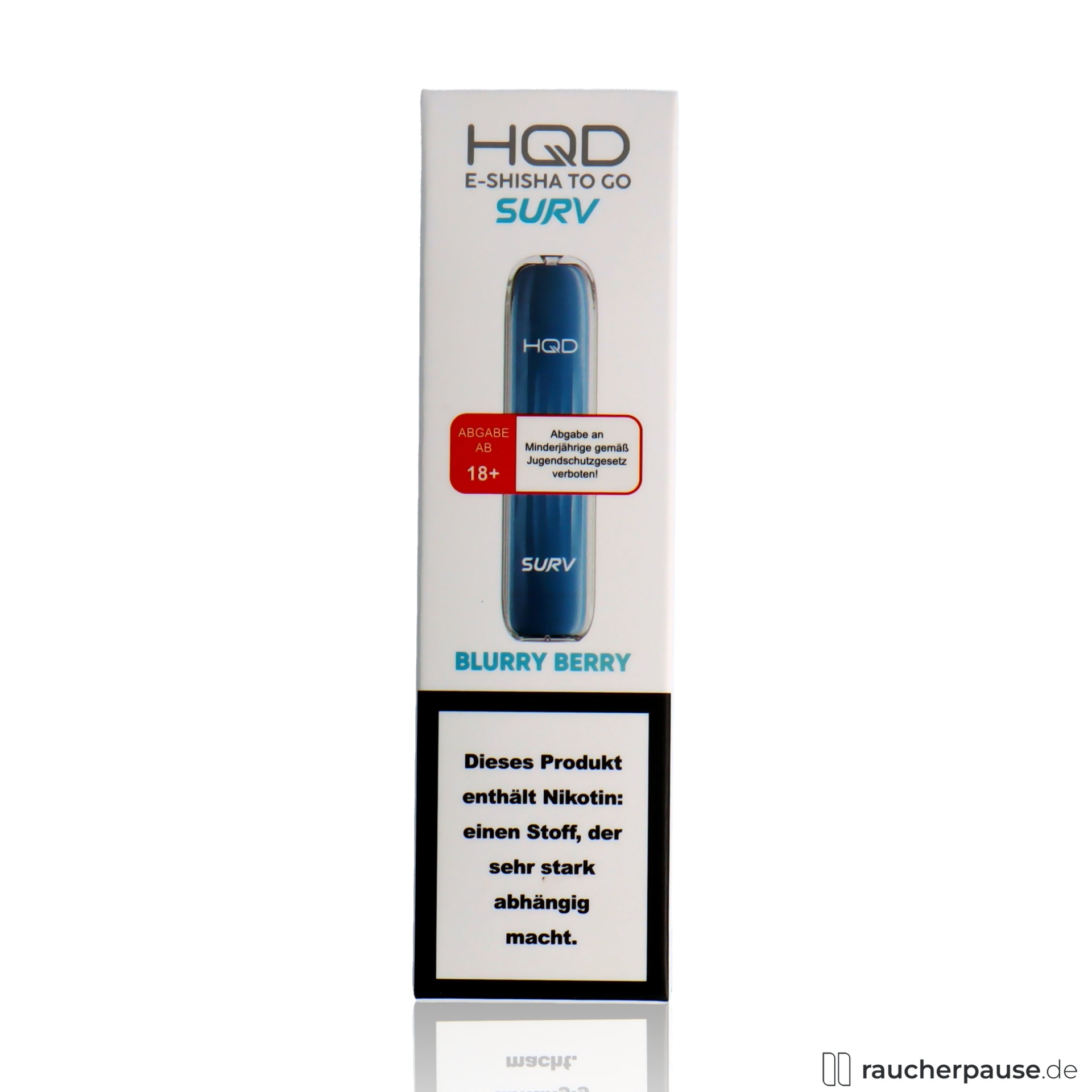 HQD Surv Einweg E-Shisha | Blue Razz Blurry Berry | 18 mg/ml Nikotin | 600 Züge hqd, hqd surv einweg e shisha blue razz blurry berry ml nikotin zuege , packshot vorderseite